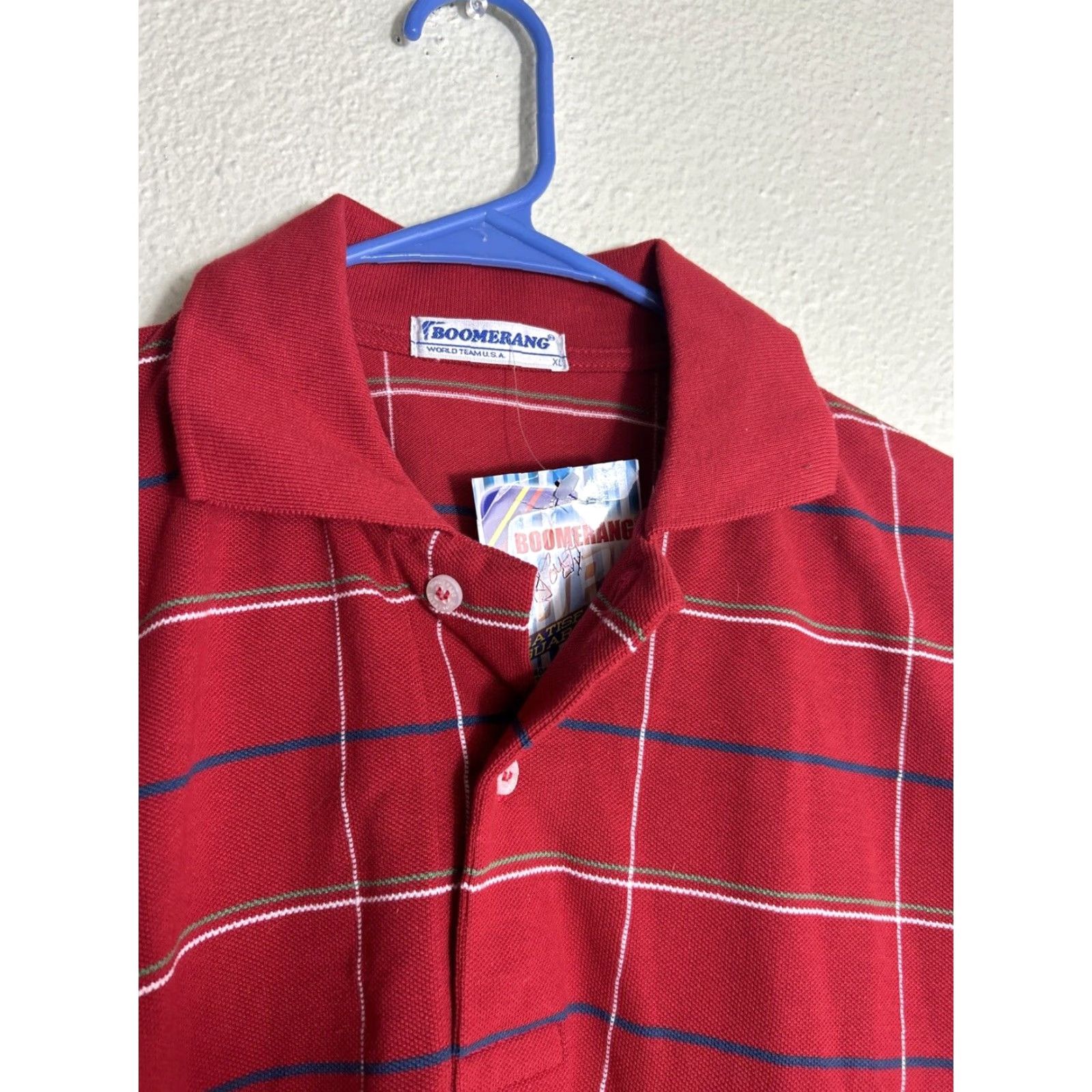 Vintage VINTAGE Boomerang Polo Shirt Striped Short Sleeve Red XL Mens Size US XL / EU 56 / 4 - 3 Thumbnail