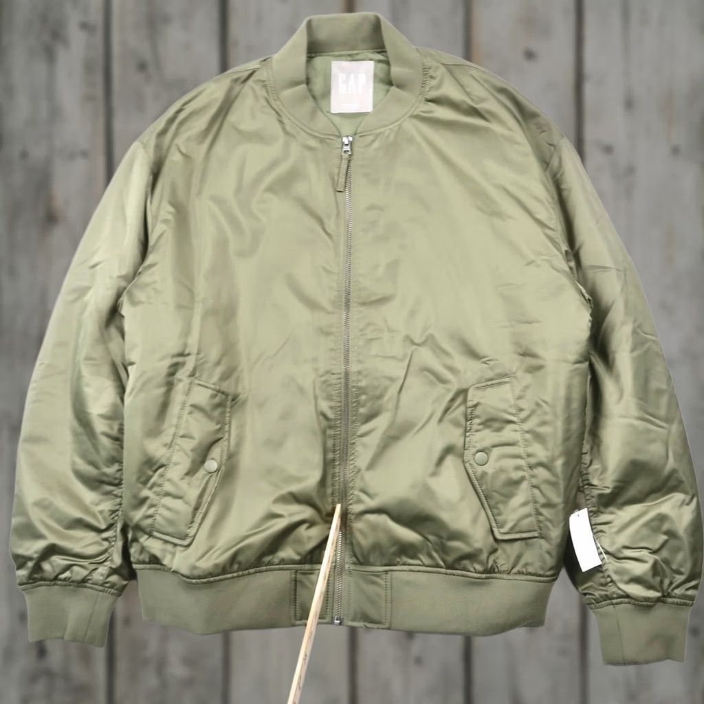 Gap Gap Mens Nylon Bomber Jacket MA-1 Green Full Zip Flight Jacket M Medium Size US M / EU 48-50 / 2 - 1 Thumbnail