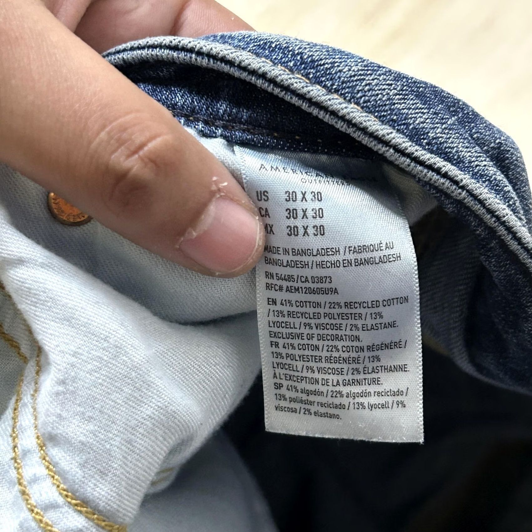 American Eagle Outfitters American Eagle Outfitters Airflex+ Jeans Mens 30x30 Medium Wash Straight Size US 30 / EU 46 - 3 Thumbnail