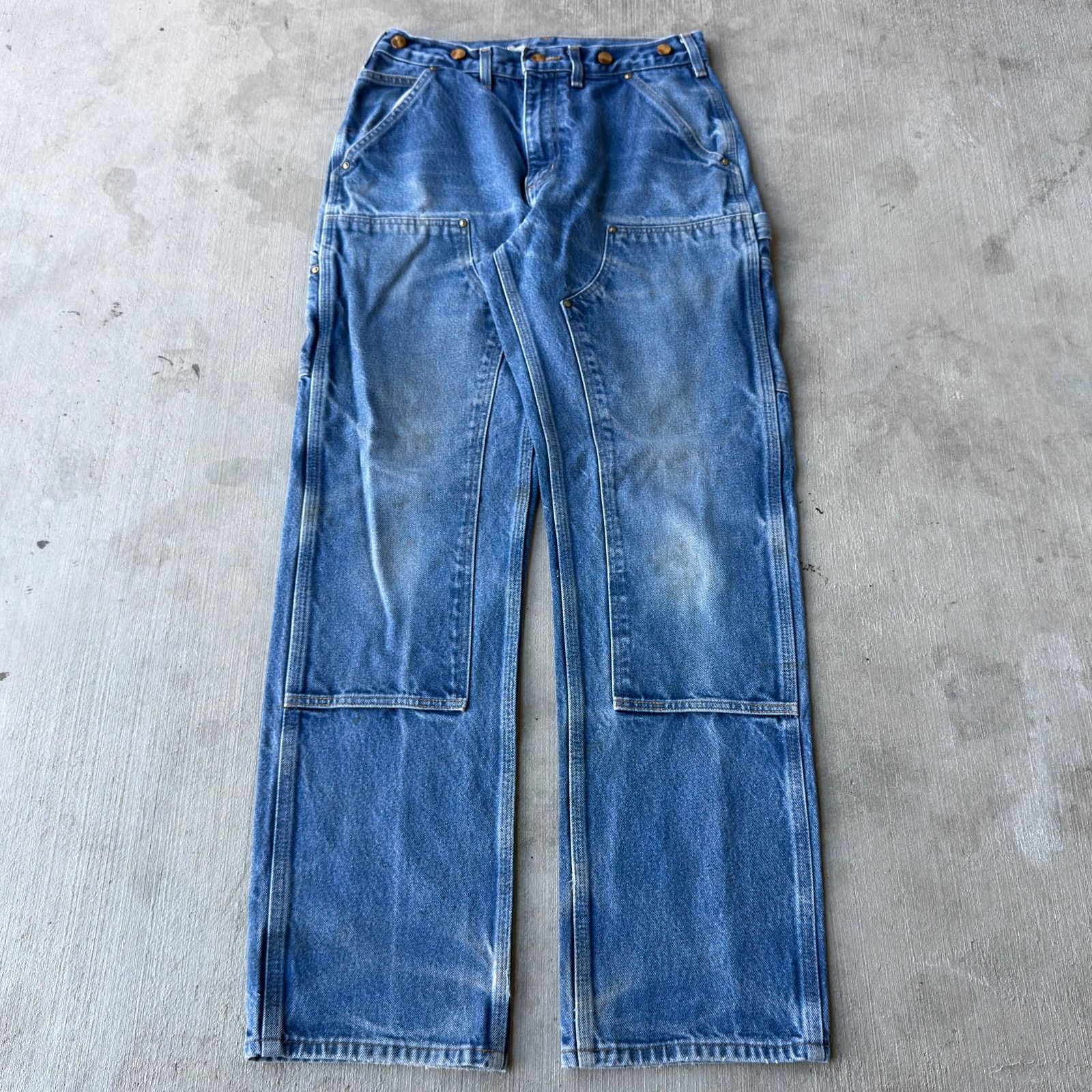 Carhartt × Vintage Carhartt denim blue jeans double knee work carpenter pants Size US 31 - 1 Thumbnail
