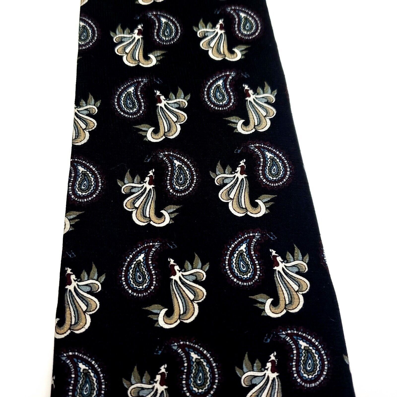 Designer Sheaf & Caber Black Silk Tie Woven Paisley Size ONE SIZE - 2 Thumbnail
