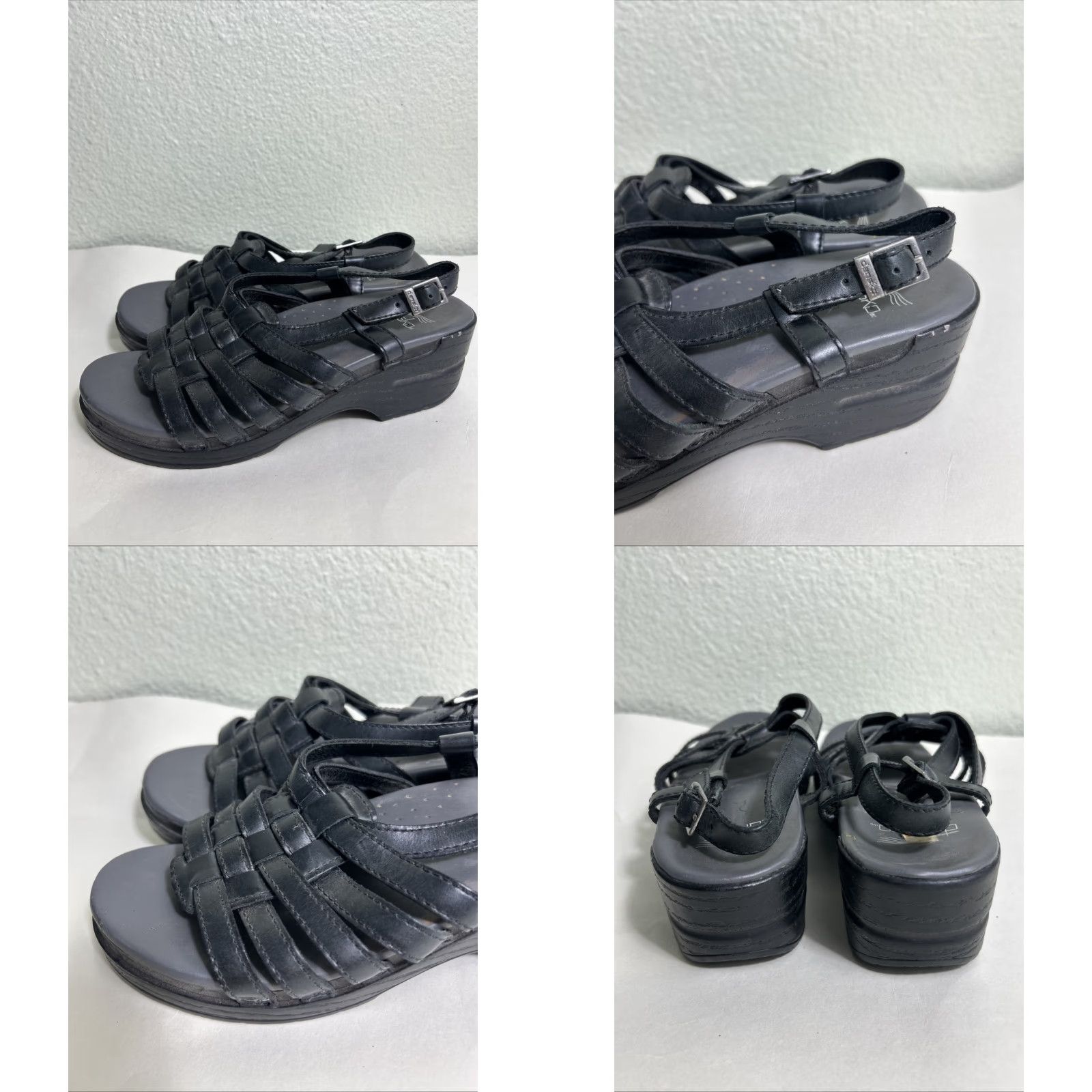 Dansko DANSKO Womens Sandal Open Toe Strappy Leather Wedge Black Size 7 US 7 EUR 37 Size US 7 / IT 37 - 8 Thumbnail