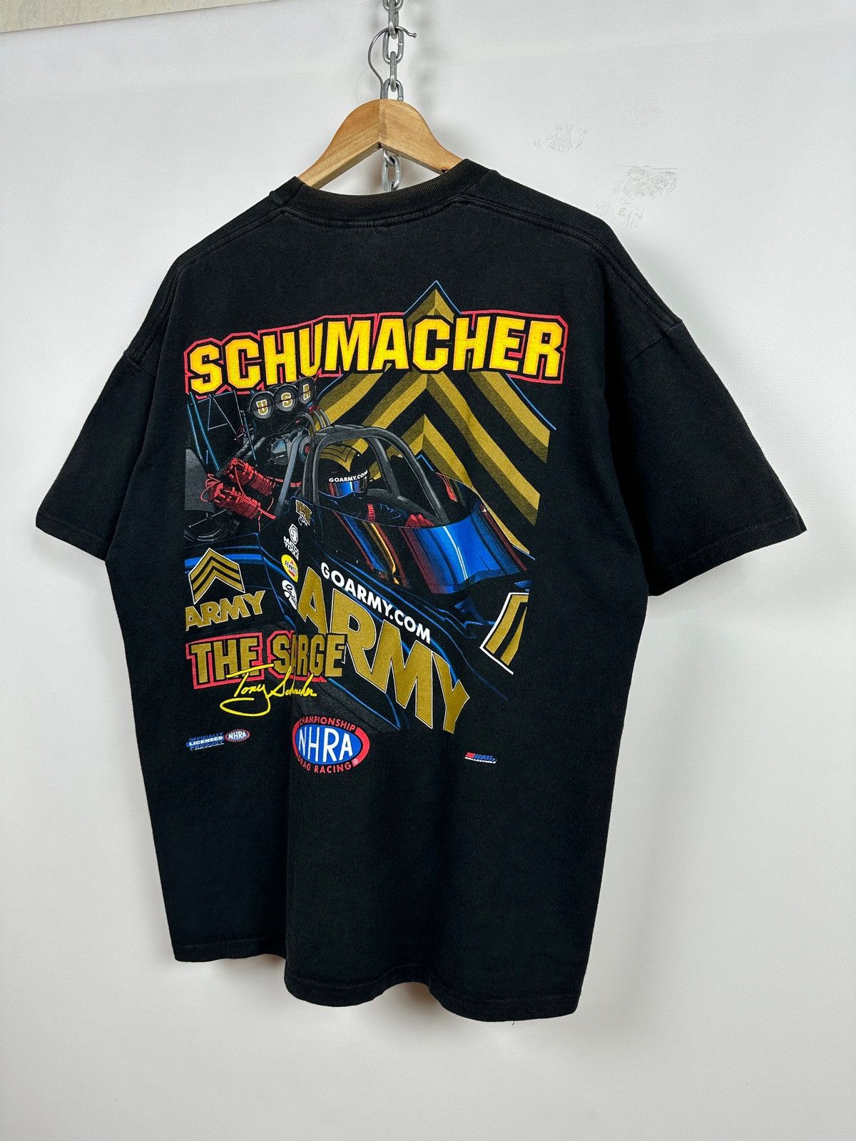 NASCAR Vintage Tony Schumacher US Army Drag Racing NHRA T-Shirt Size US XL / EU 56 / 4 - 3 Thumbnail