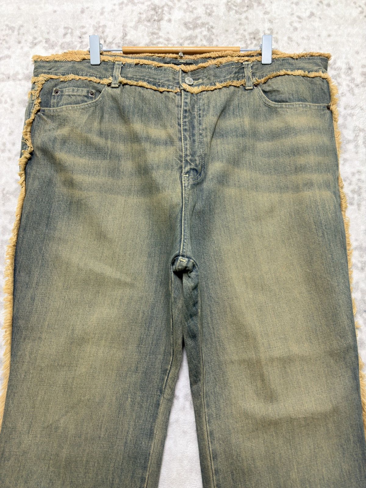 Tornado Mart Livre Claire Mudwash Fur Trim Bootcut Denim Jeans Size US 40 / EU 56 - 3 Thumbnail