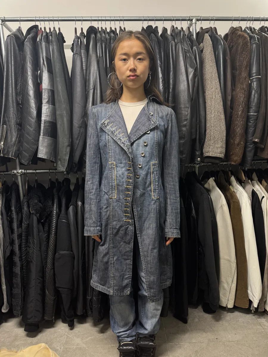 Vintage FW2002 Plein Sud Asymmetrical Buttoned Long Denim Jacket Size M / US 6-8 / IT 42-44 - 4 Thumbnail