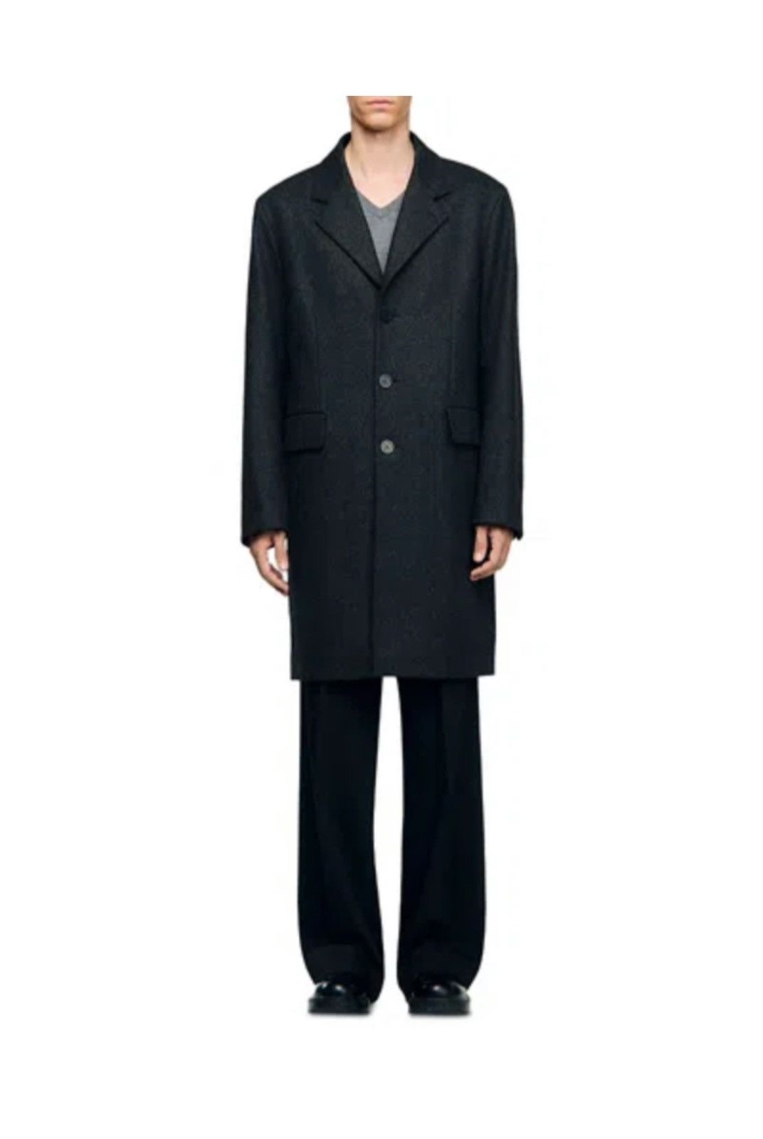 Sandro Sandro Heather wool blend boradcloth coat in dark grey S M Size US M / EU 48-50 / 2 - 2 Thumbnail