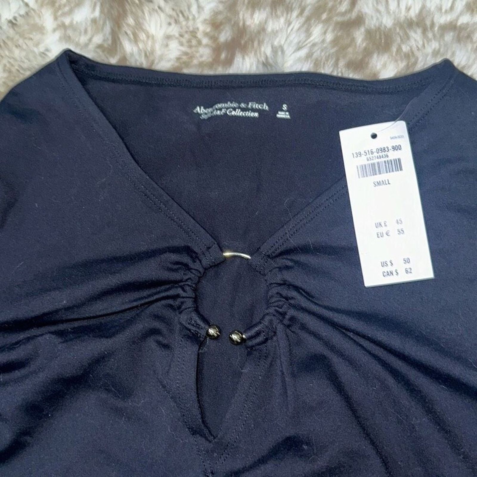 Abercrombie & Fitch A&F Black Long Sleeve Keyhole Bodysuit | Size S, NWT Size S / US 4 / IT 40 - 5 Thumbnail