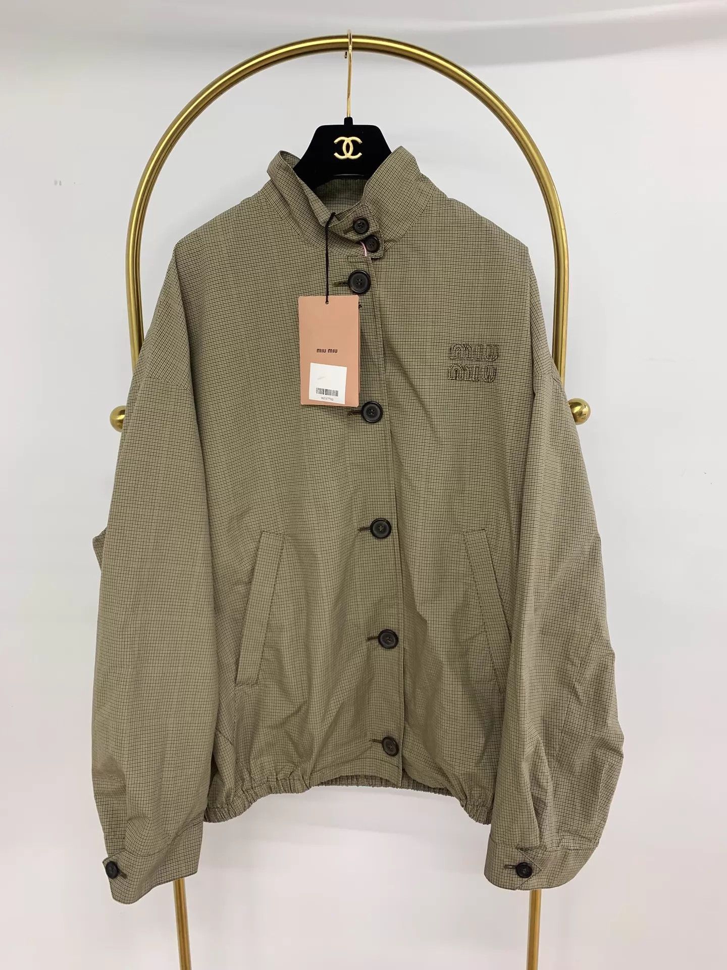 Miu Miu MIU MIU check stand collar oversized unisex 38 coat Size XS / US 0-2 / IT 36-38 - 1 Thumbnail