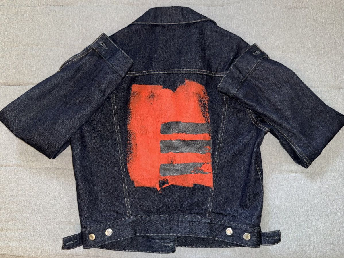 Helmut Lang HELMUT LANG LEATHER SLEEVE DENIM JACKET SS 03