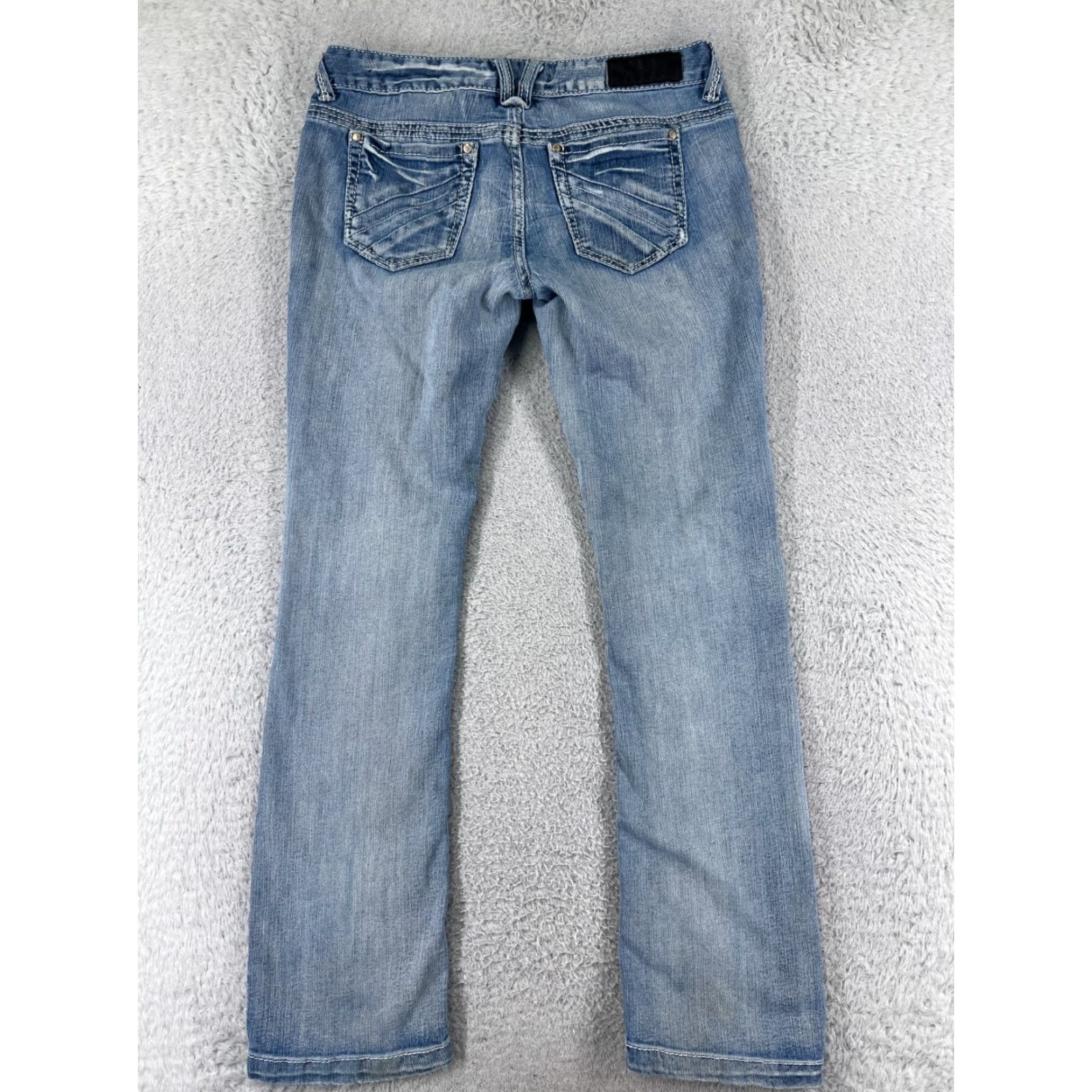 Vintage VINTAGE? No. Rue 21 Jeans Women Bootcut Denim 29x30 Blue Distressed Low Rise 7 Regular Womens Jeans 90s? Size 28" / US 6 / IT 42 - 2 Thumbnail