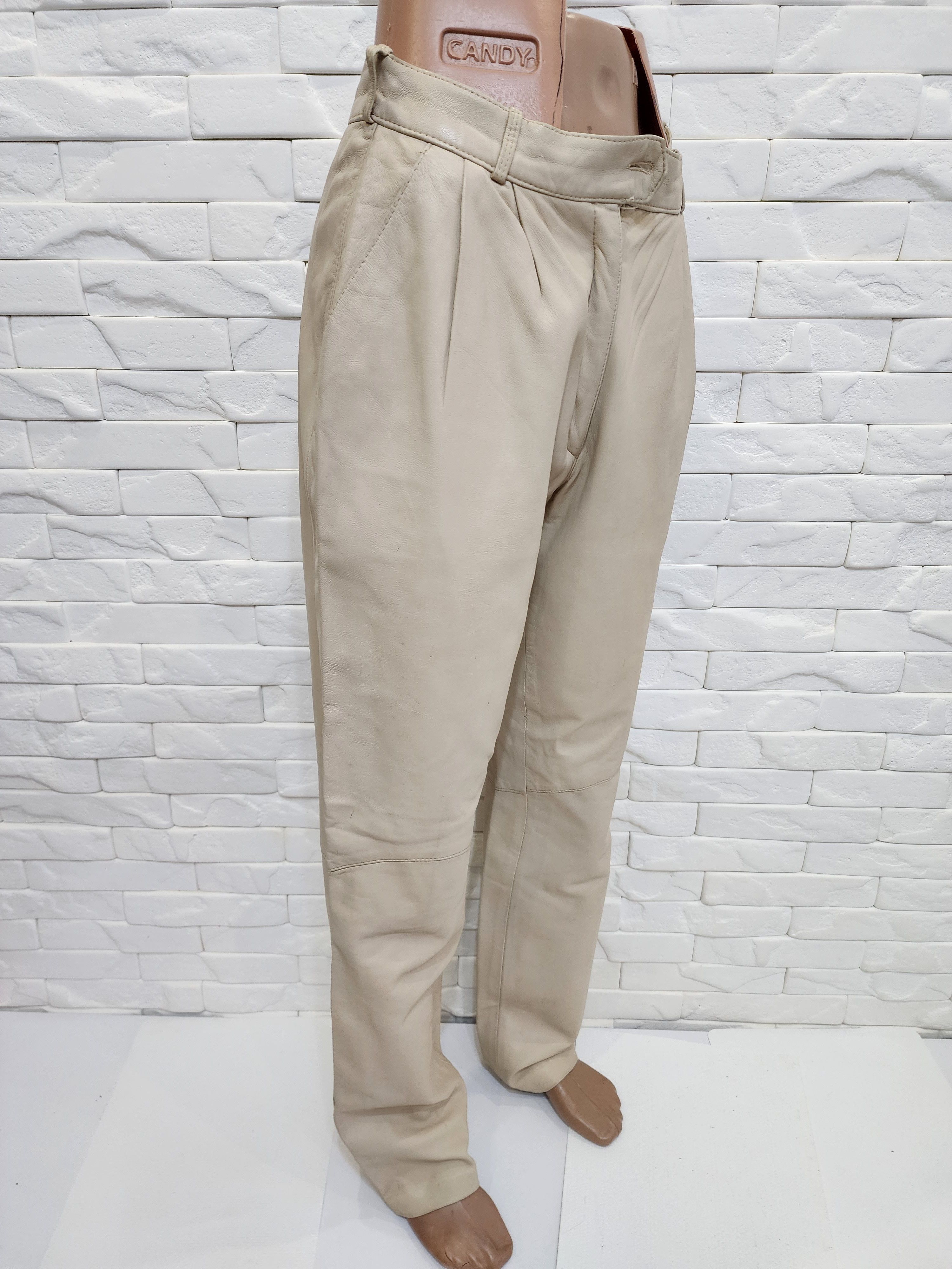 Other Beige women's leather pants. Size 27" / US 4 / IT 40 - 3 Thumbnail