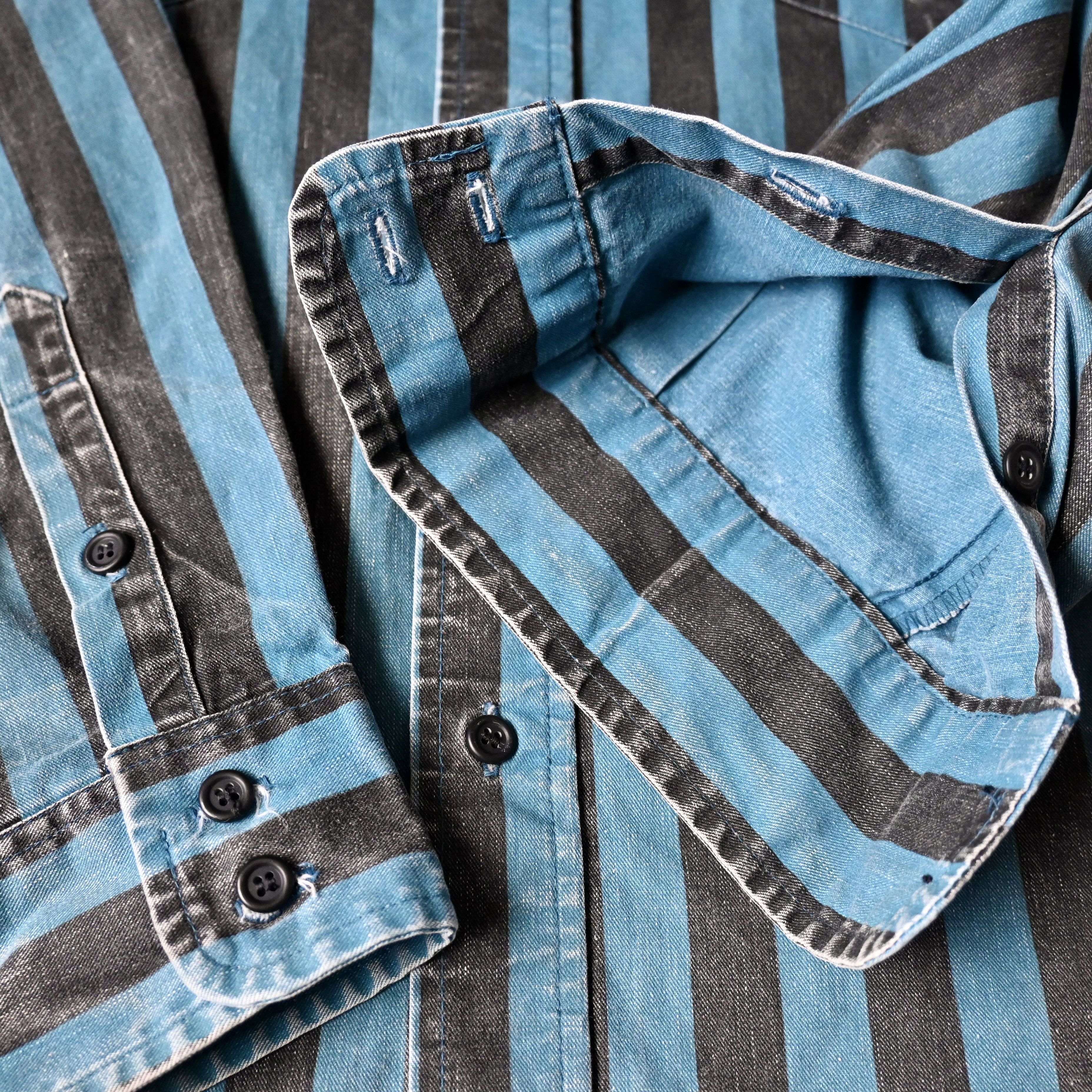Vintage VTG Wrangler Brushpopper shirt BL x BK block stripe 17.5-35 Size US XL / EU 56 / 4 - 12 Thumbnail