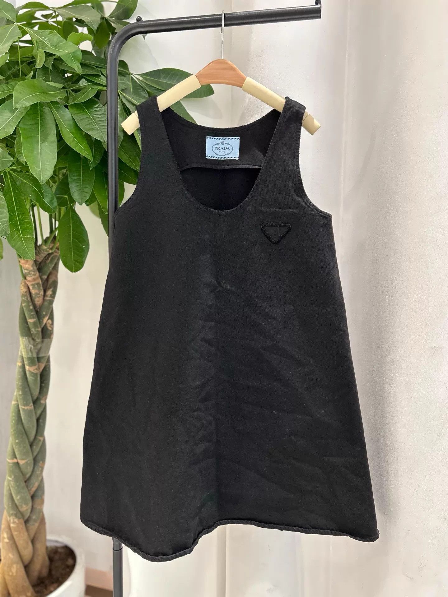 Prada Prada Black Denim Cami Dress 40 (Deadstock) Size S / US 4 / IT 40 - 1 Thumbnail