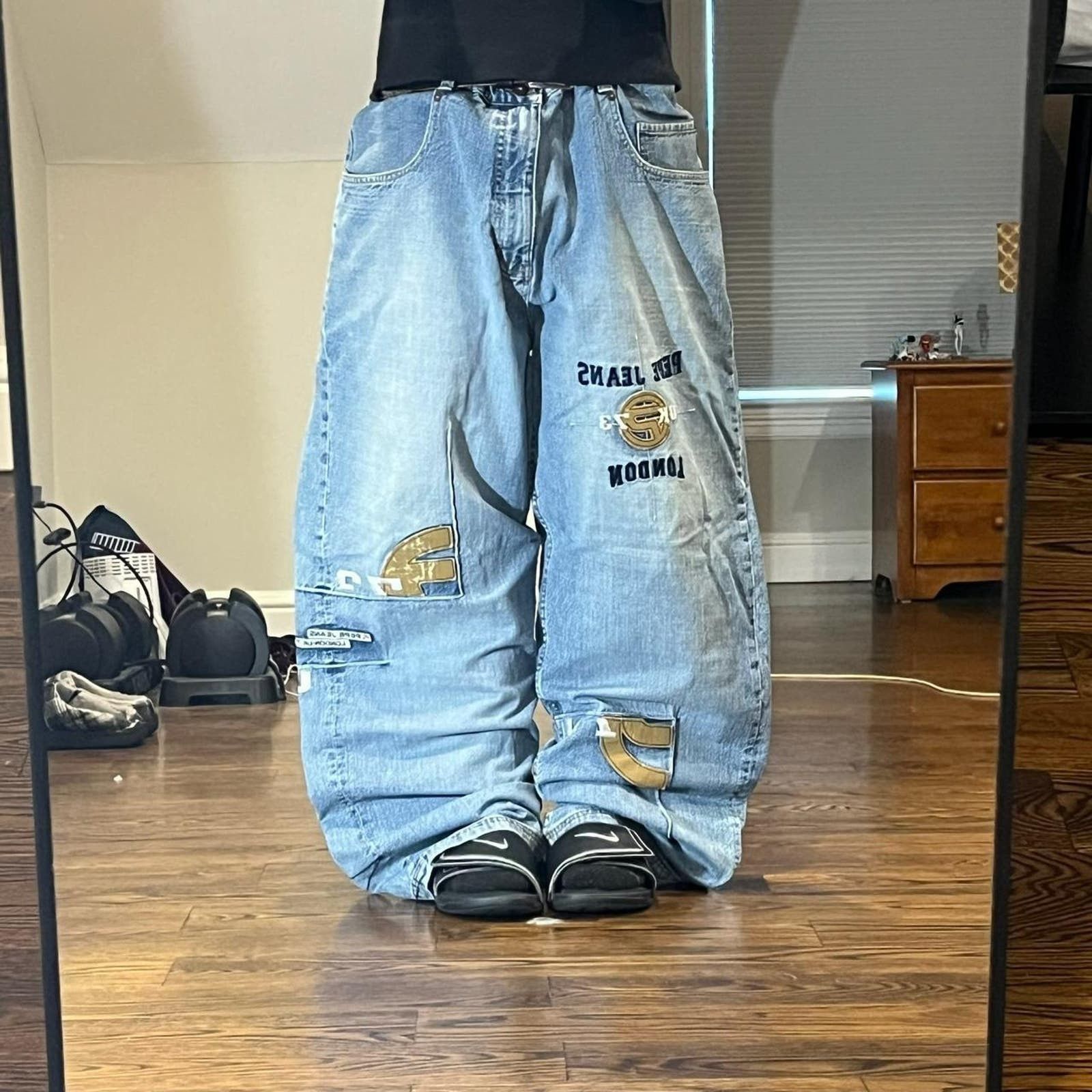 image of Jnco x Pepe Jeans Vintage 2000S Baggy Wide Leg Stonewash Embroidered Pepe in Blue, Men's (Size 38)