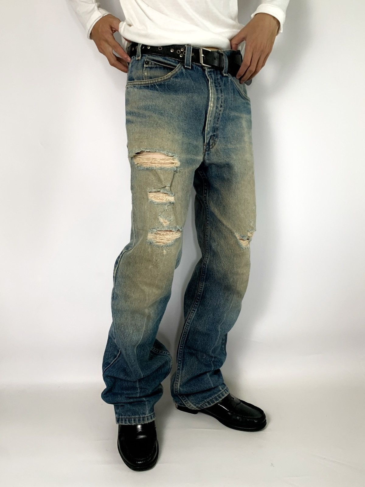 LVC 80s levis 517 distressed blue jeans usa orange tabs Size US 31 - 18 Thumbnail