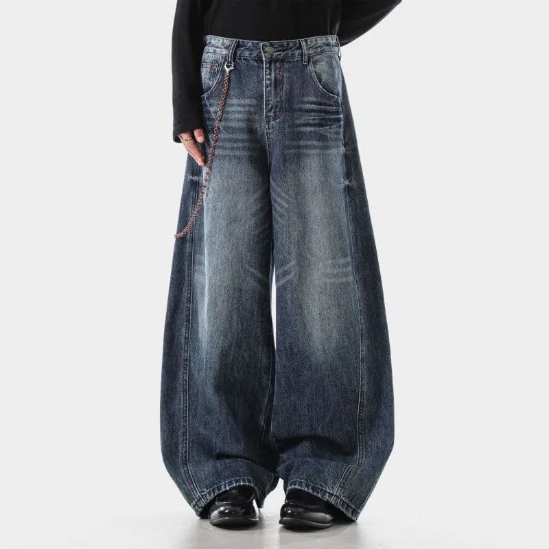 Jean Moustache Effect Wide Leg Jeans Size US 33 - 1 Thumbnail