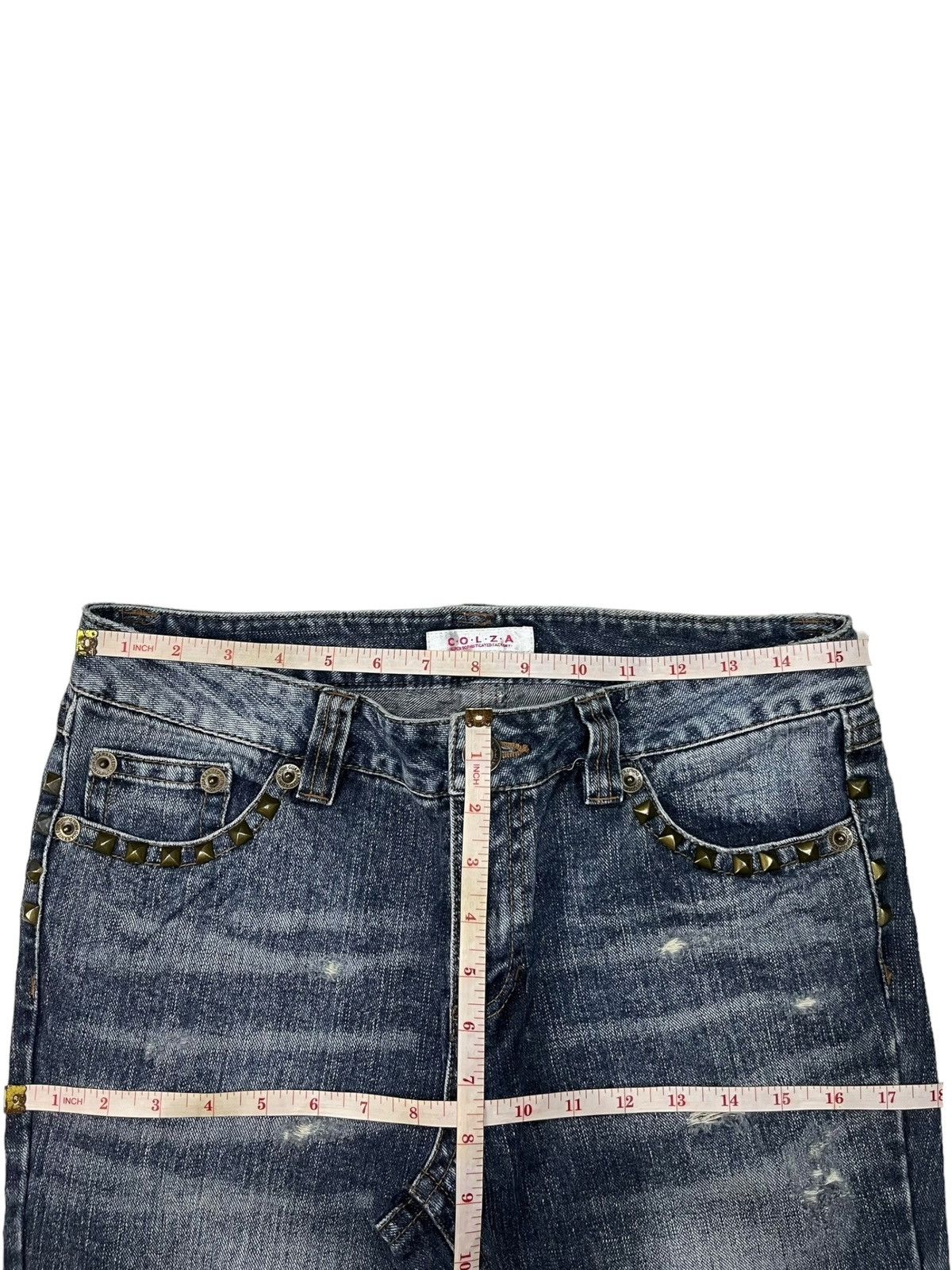 Japanese Brand × Seditionaries Vintage Japanese Brand Blue Wash Studded Flare Jeans Size 31" - 11 Thumbnail