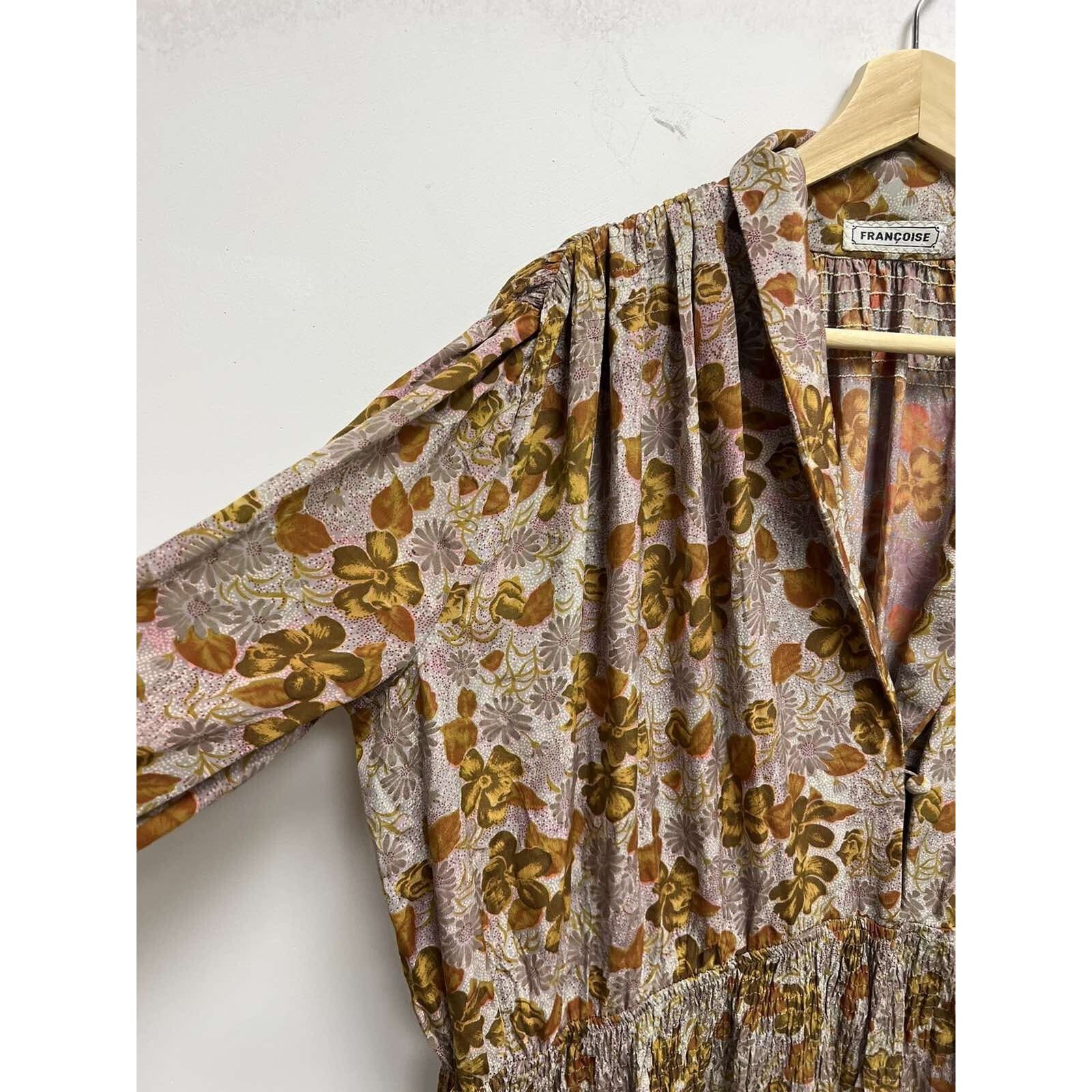 Franceschetti Francoise Floral Vintage Fall Cott maxi Dress Size L A000662 Size L / US 10 / IT 46 - 12 Thumbnail