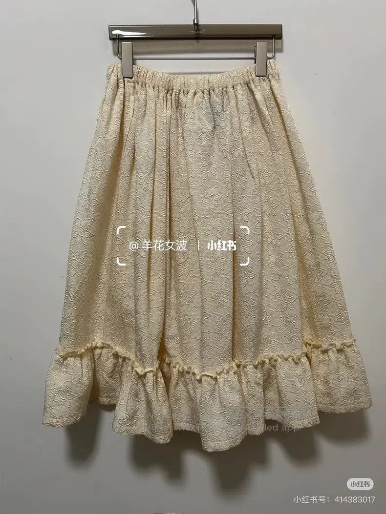 Comme des Garcons Comme Des Garcons Jacquard cute half skirt, cream yellow Size 23" - 3 Thumbnail
