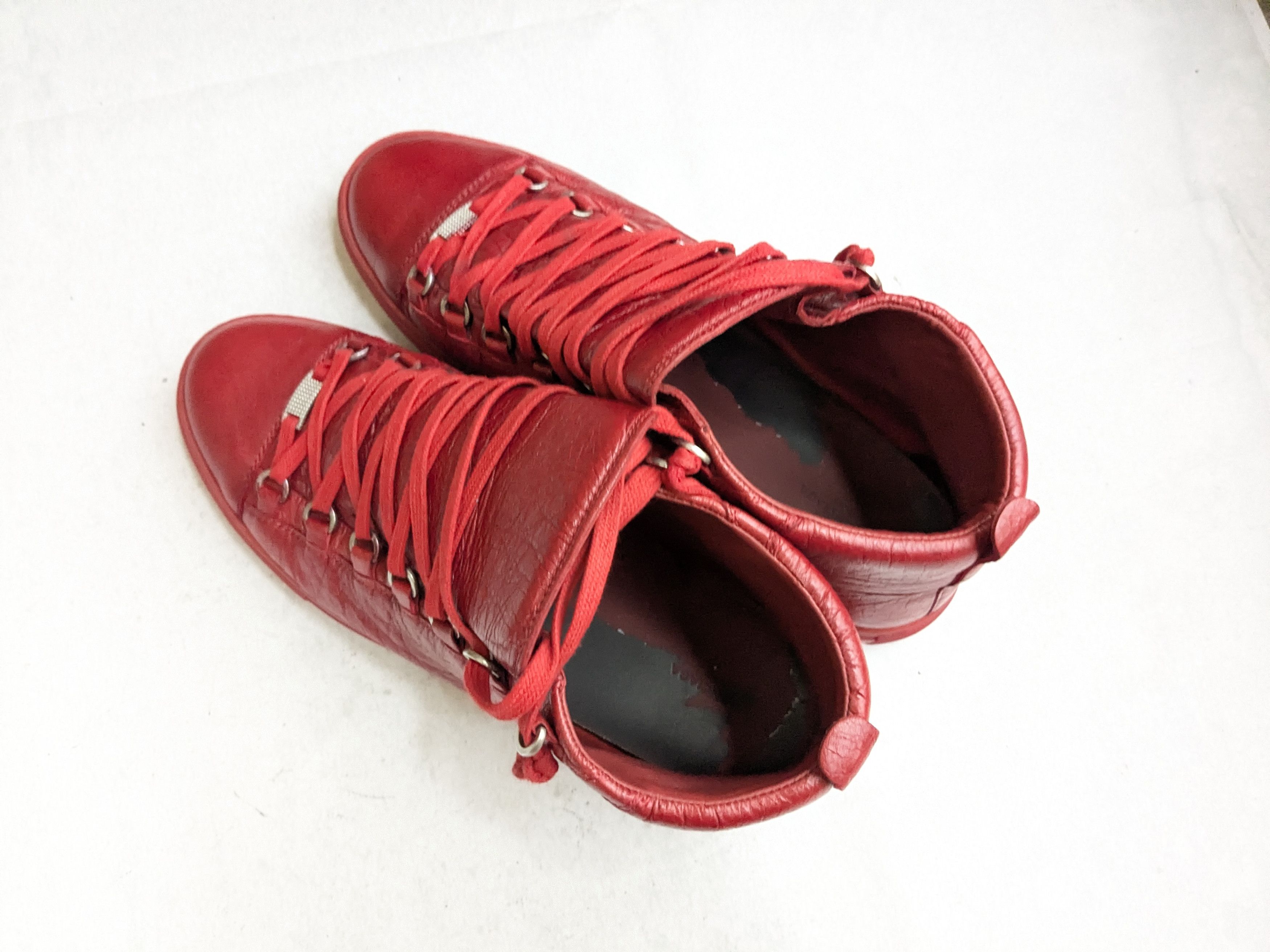 Balenciaga Balenciaga Arena Sneakers Red 12 Leather High Tops Size US 12 / EU 45 - 15 Thumbnail