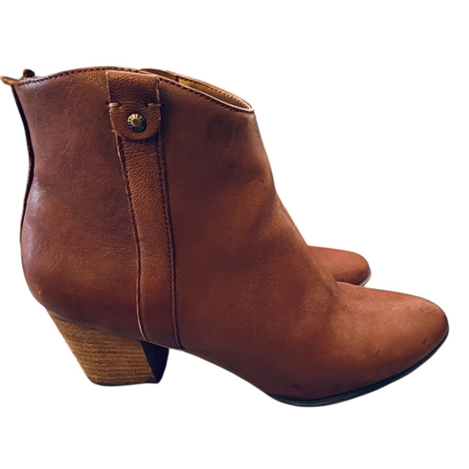 Bass G.H. Bass & Co. Shiloh Cognac Leather Ankle Bootie Size US 9 / IT 39 - 3 Thumbnail