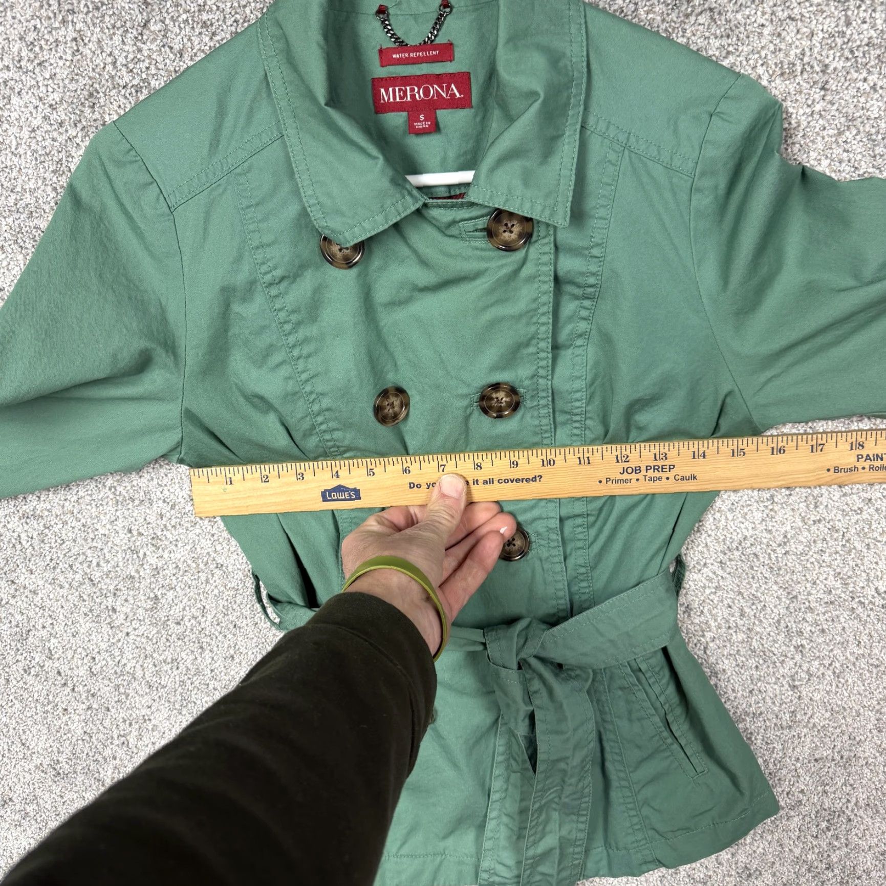 Merona Merona Jacket Womens Small Green Belted Trench Water Repellent Preppy Academia Size S / US 4 / IT 40 - 4 Thumbnail