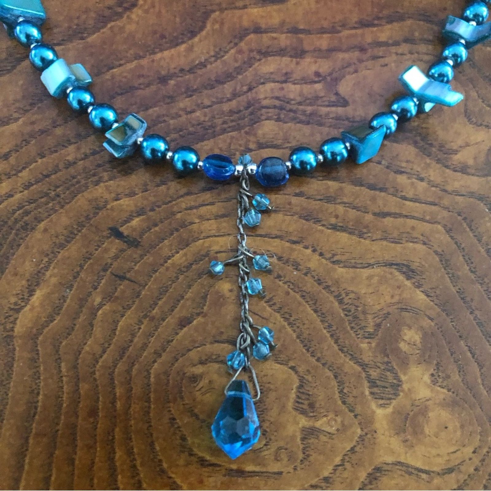 Handmade Handcrafted repurpose peacock crystal Pearl necklace Size ONE SIZE - 8 Thumbnail