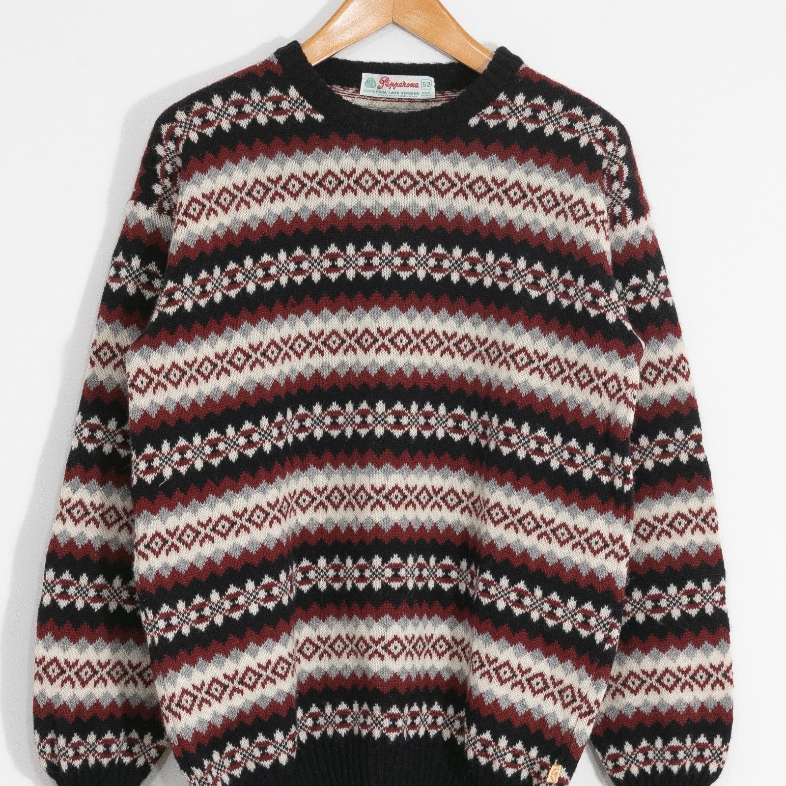 Vintage Vintage Italian Fair Isle Striped Wool Sweater Mens Medium Size US M / EU 48-50 / 2 - 2 Thumbnail