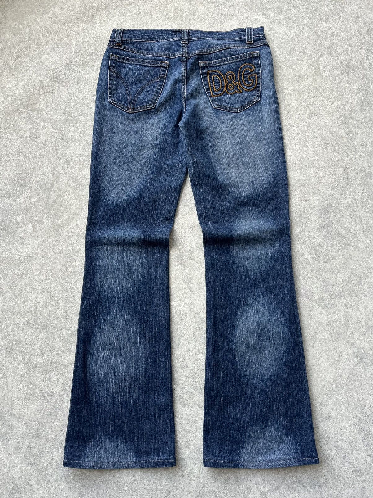 Dolce & Gabbana 2000s Dolce & Gabbana Flared Embroidered Logo Denim Jeans Size 28" / US 6 / IT 42 - 1 Thumbnail