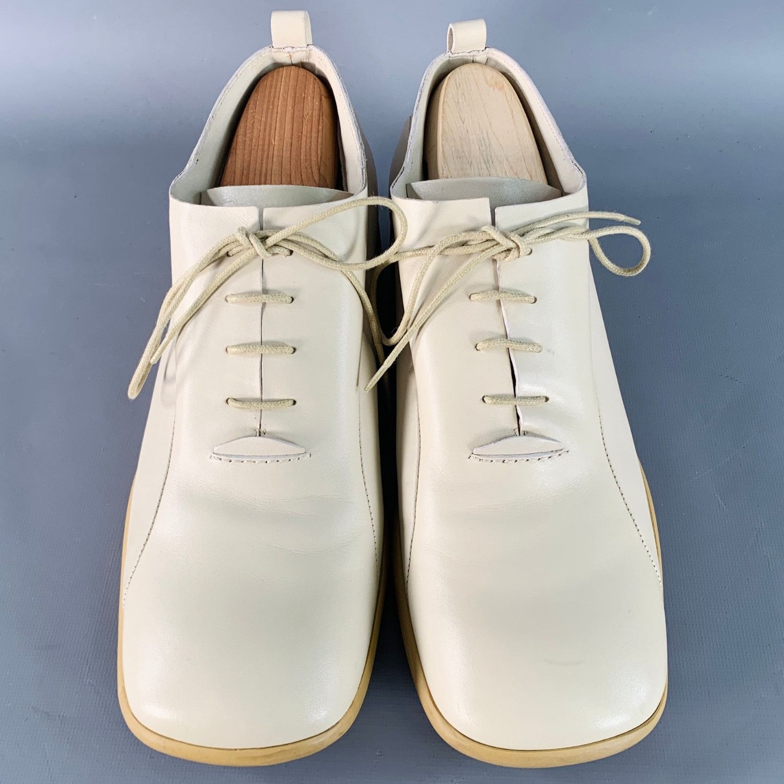 Costume National Size 10 Beige Leather Square Toe Oxford Lace-Up Shoes Size US 10 / EU 43 - 4 Thumbnail