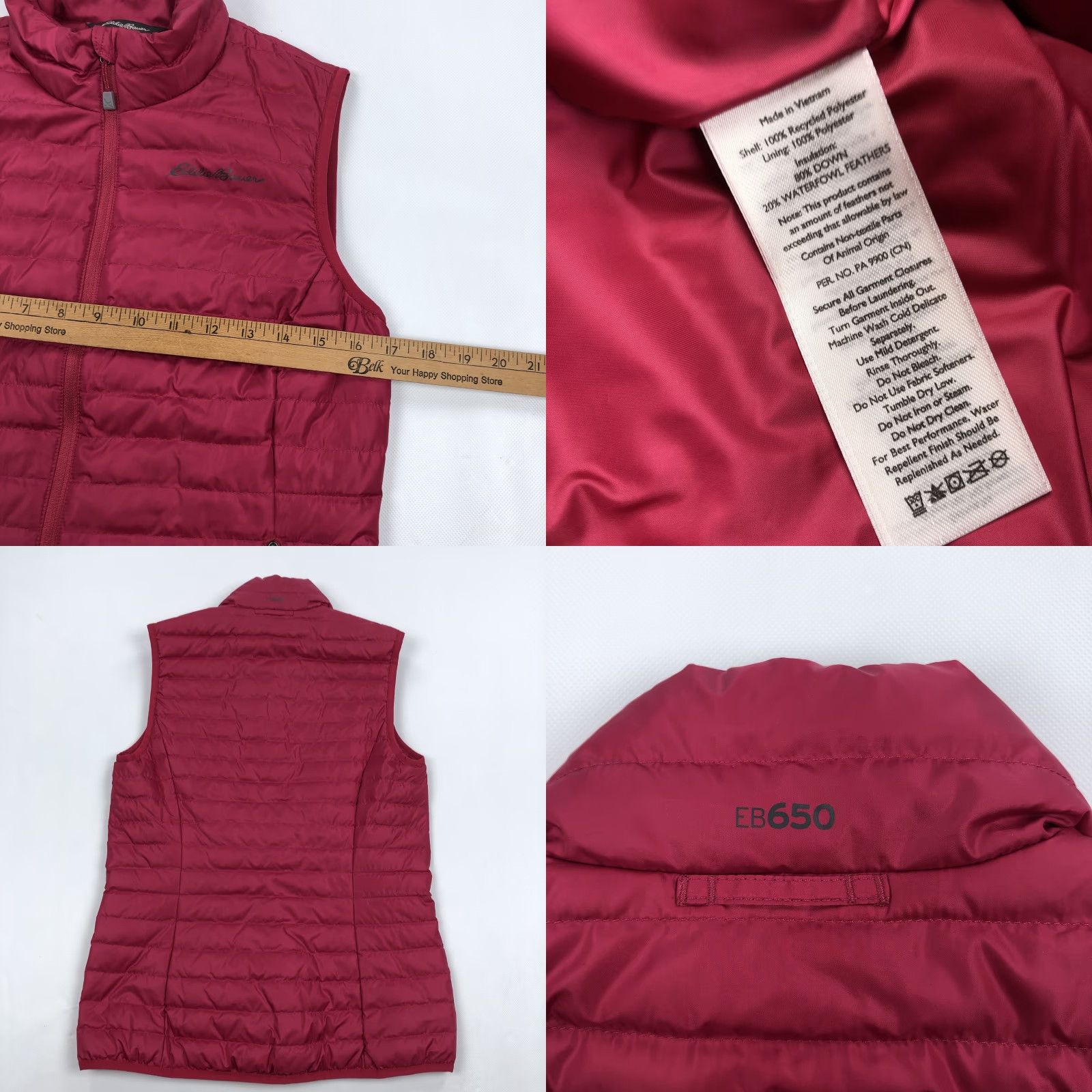 Eddie Bauer Eddie Bauer Women's XS Microlight Down Vest Puffer Quilted Zip Full Zip Magenta 650 Fill Indoor Outdoor Casual Travel Everyday Size XS / US 0-2 / IT 36-38 - 8 Thumbnail