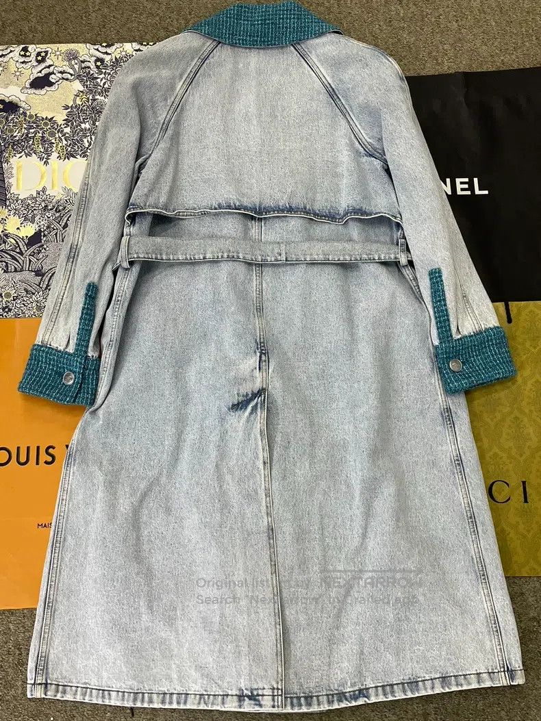 Chanel Chanel Light-coloured denim stitched tweed long windbreake Size XXS / US 00 / IT 34 - 3 Thumbnail