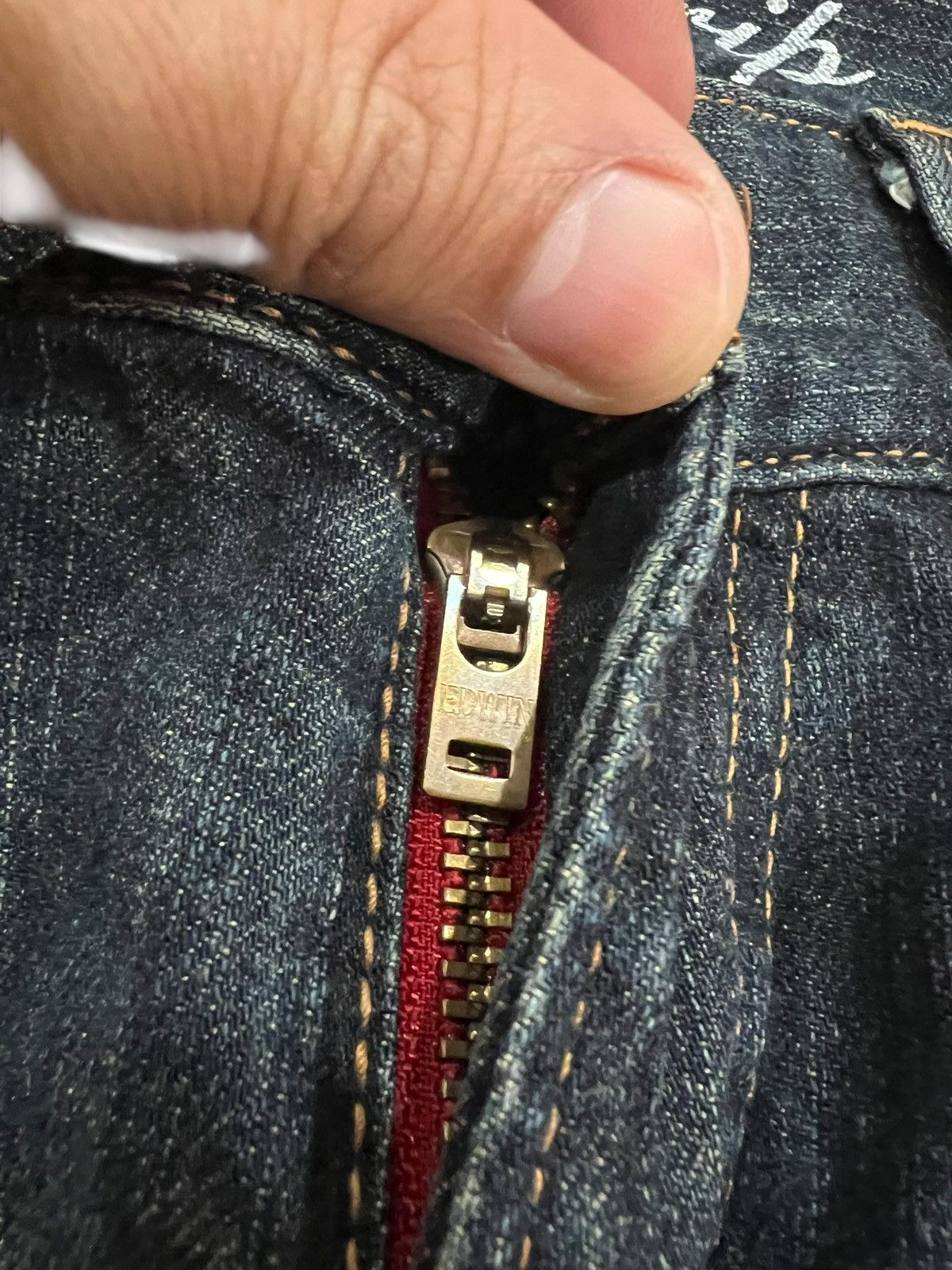 Edwin 💥Flare💥Vintage Edwin 503 Blue Trip Claw Denim Jean Size US 32 / EU 48 - 13 Thumbnail