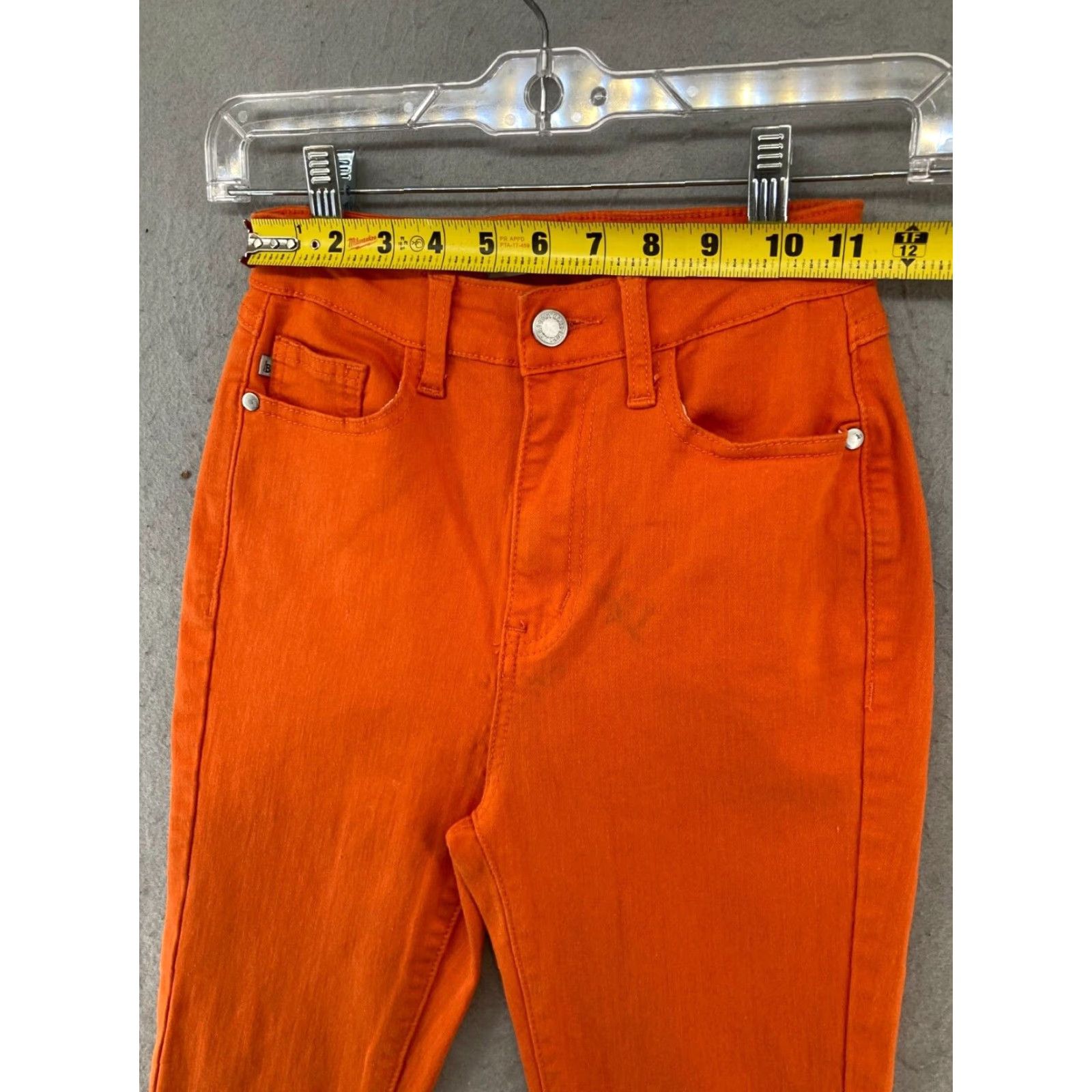 Vintage Judy Blue Women's High Rise Orange Stretch Super Flare Bellbottom Jeans 25 Regular Fit Bohemian Retro Size 42" / US 20 - 2 Thumbnail