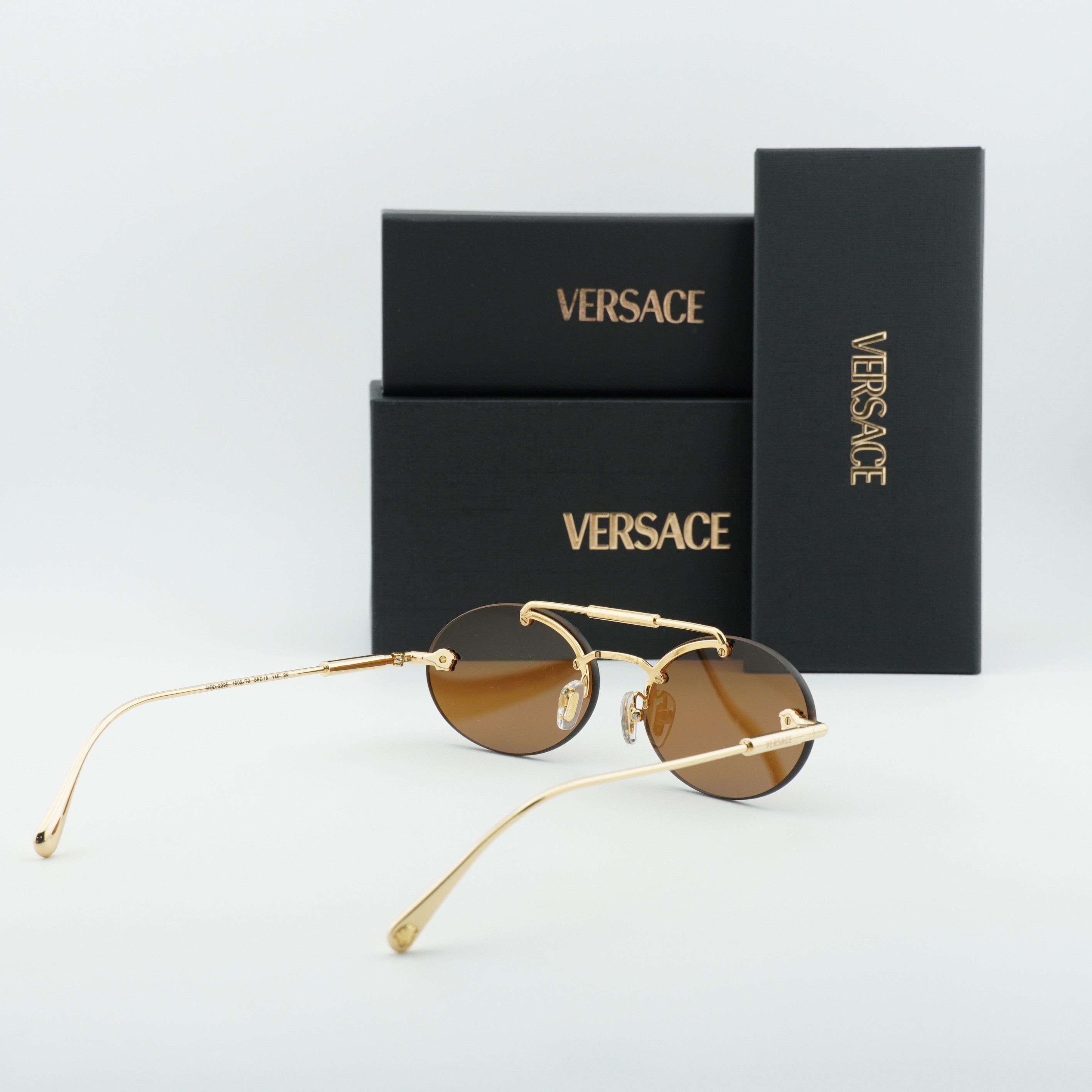 Versace Versace VE2295 1002/73 Sunglasses Gold Oval Frame Size ONE SIZE - 10 Thumbnail