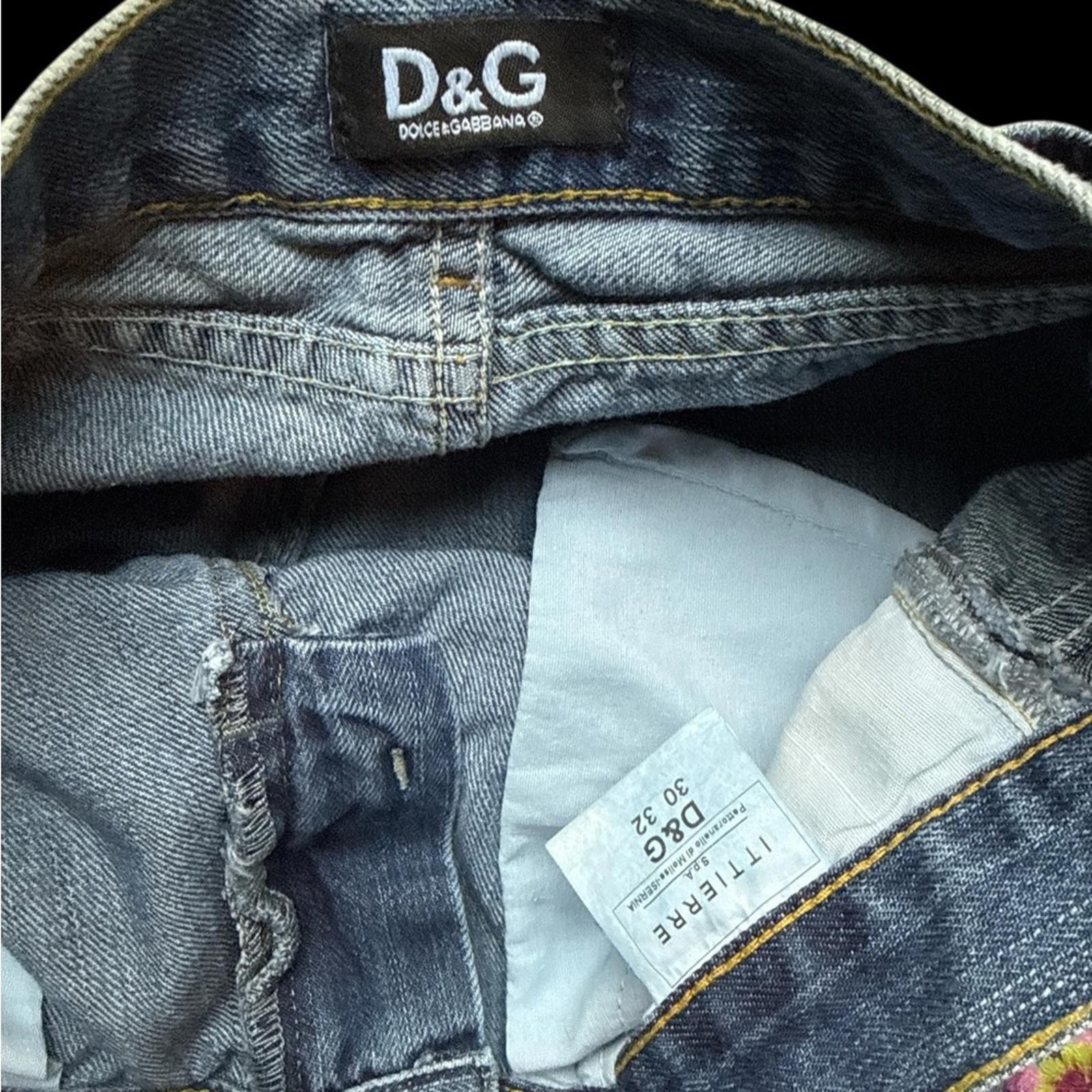 D.Gnak By Kang.D Vintage Dolce Gabanna Floral Embroidered Jeans 30 32 lowrise Size 30" / US 8 / IT 44 - 3 Thumbnail