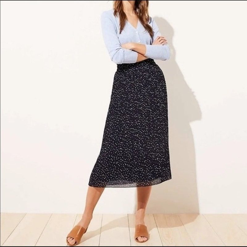 Ann Taylor Ann Taylor LOFT Women's Accordion Polka Dot Midi Skirt NWT Size 26" / US 2 / IT 38 - 1 Thumbnail