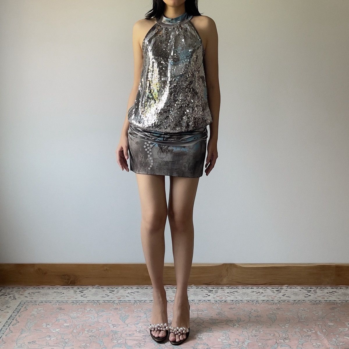 Other Frederick’s of Hollywood 90s Sequin Halter Mini Dress (M–L) Size L / US 10 / IT 46 - 4 Thumbnail