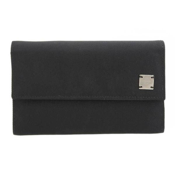 image of Fendi Canvas Trifold Flap Wallet in Black, Men's