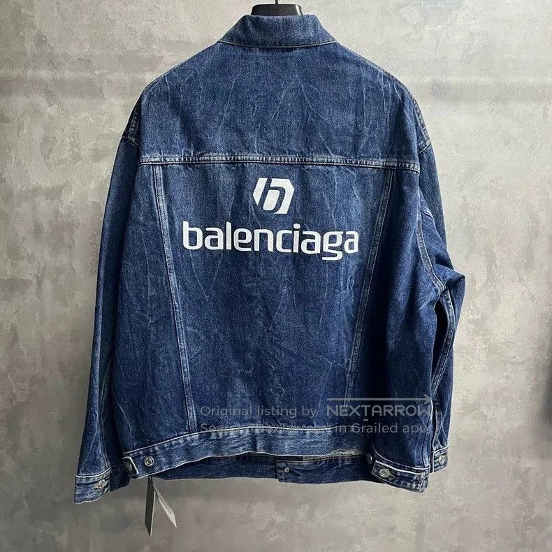 Balenciaga Balenciaga Blue Logo Denim Jacket. Size US XS / EU 42 / 0 - 1 Thumbnail