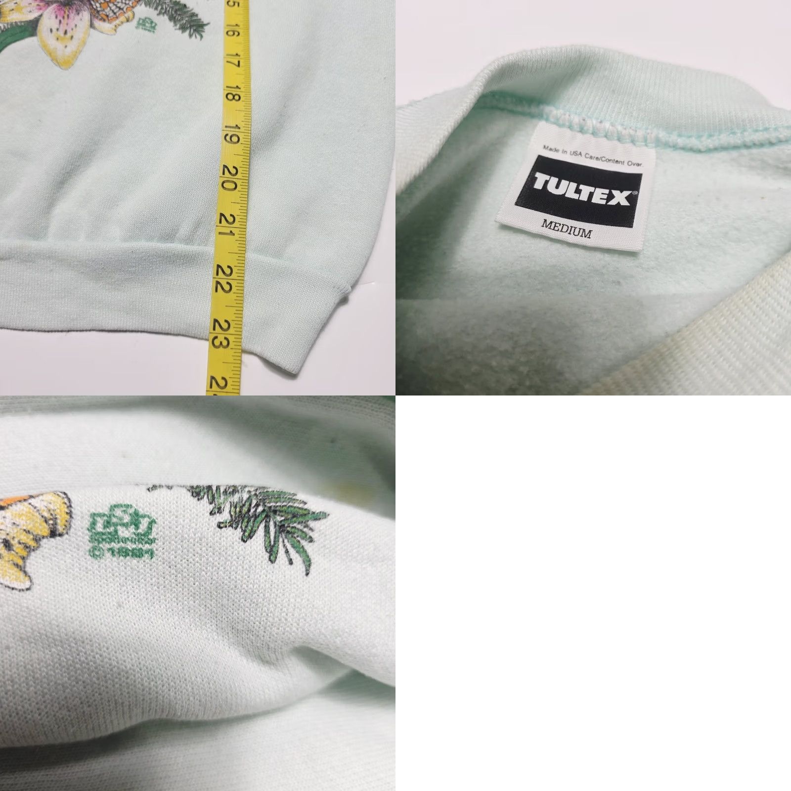 Tultex VINTAGE Sweatshirt Medium Butterfly Flowers Women's 80's Distressed Stained Size Size M / US 6-8 / IT 42-44 - 8 Thumbnail