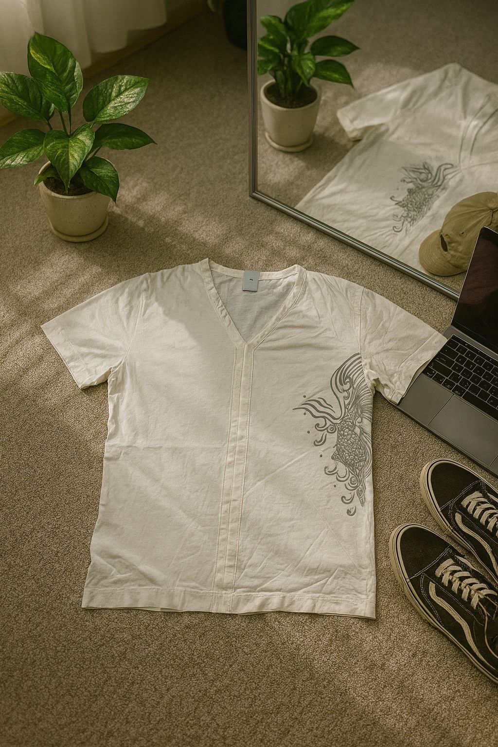 PPFM VINTAGE PPFM WHITE TSHIRT FISH DRAGON GRAPHIC Size US S / EU 44-46 / 1 - 1 Thumbnail
