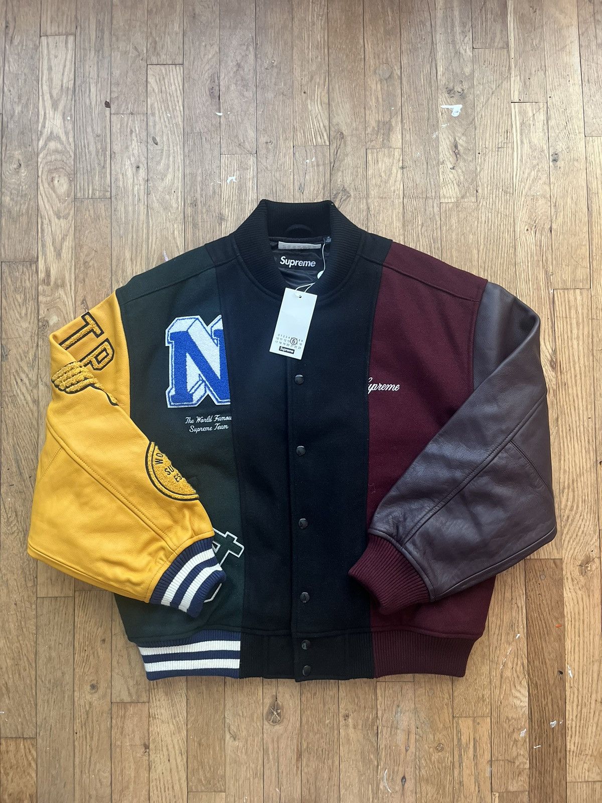 Supreme Supreme MM6 Maison Margiela Split Varsity Jacket | Grailed