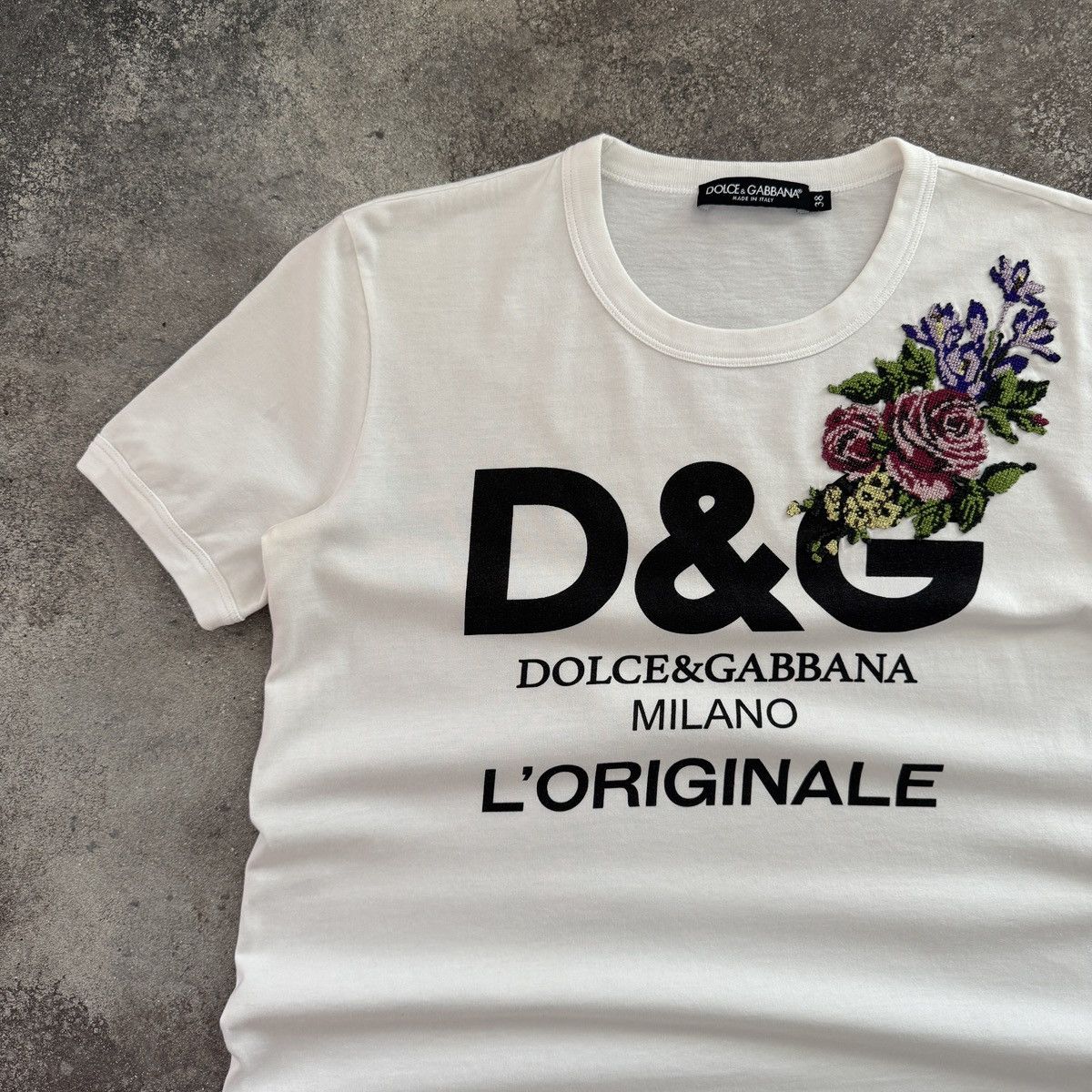 Dolce & Gabbana D&G Dolce & Gabbana Floral Print “L’Originale” T-Shirt Size M / US 6-8 / IT 42-44 - 2 Thumbnail