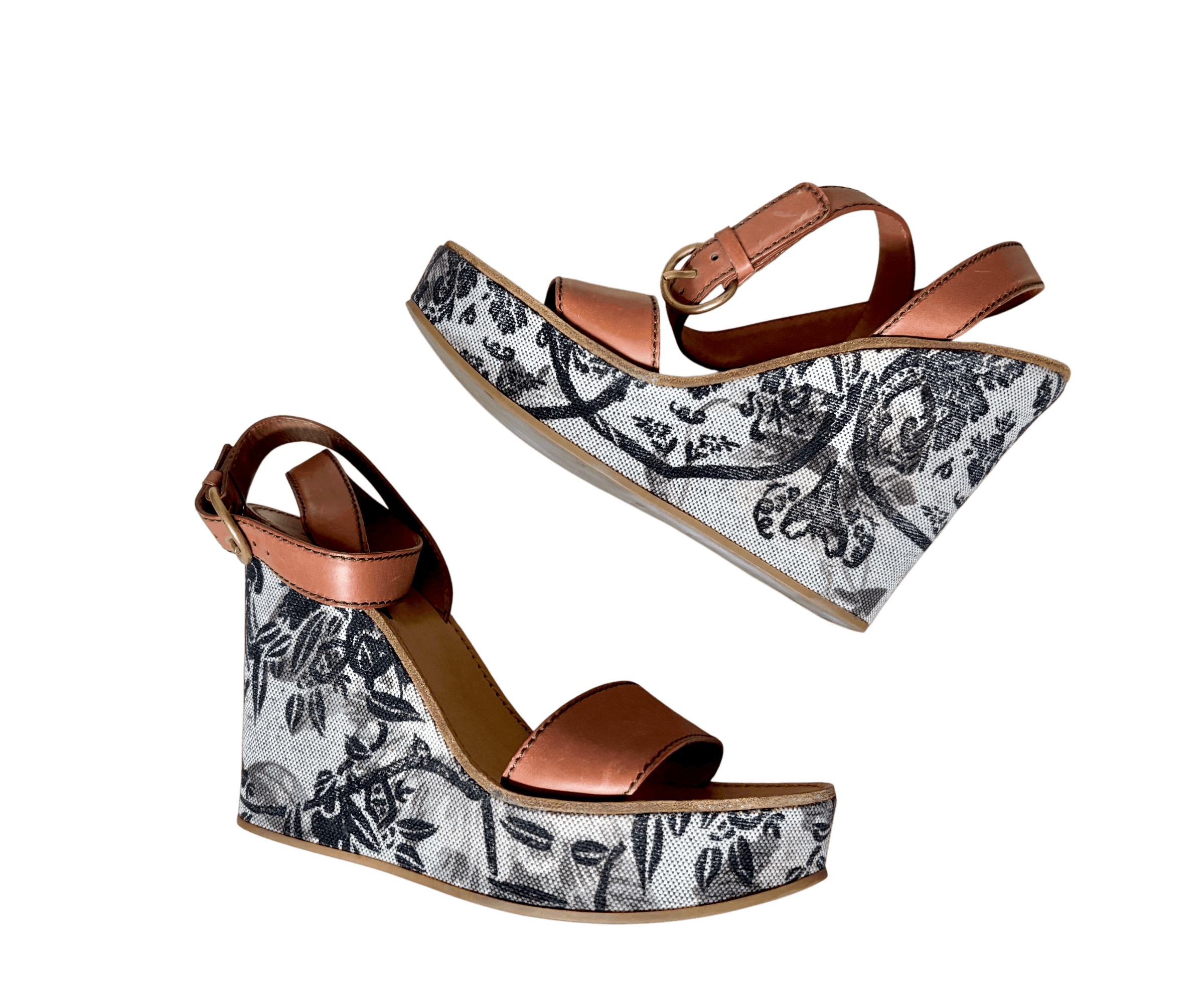 Miu Miu Vintage 2000's Miu Miu Wedges with Leather Straps Size US 10 / IT 40 - 1 Thumbnail