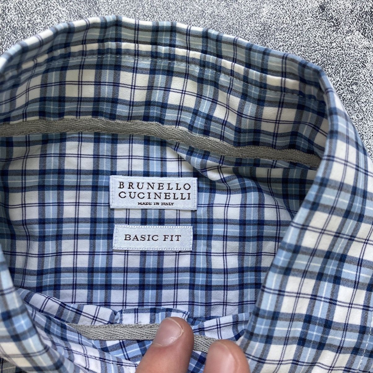 Brunello Cucinelli Vintage Brunello Cucinelli Checked Oxford Long Sleeve Shirt Size US L / EU 52-54 / 3 - 6 Thumbnail