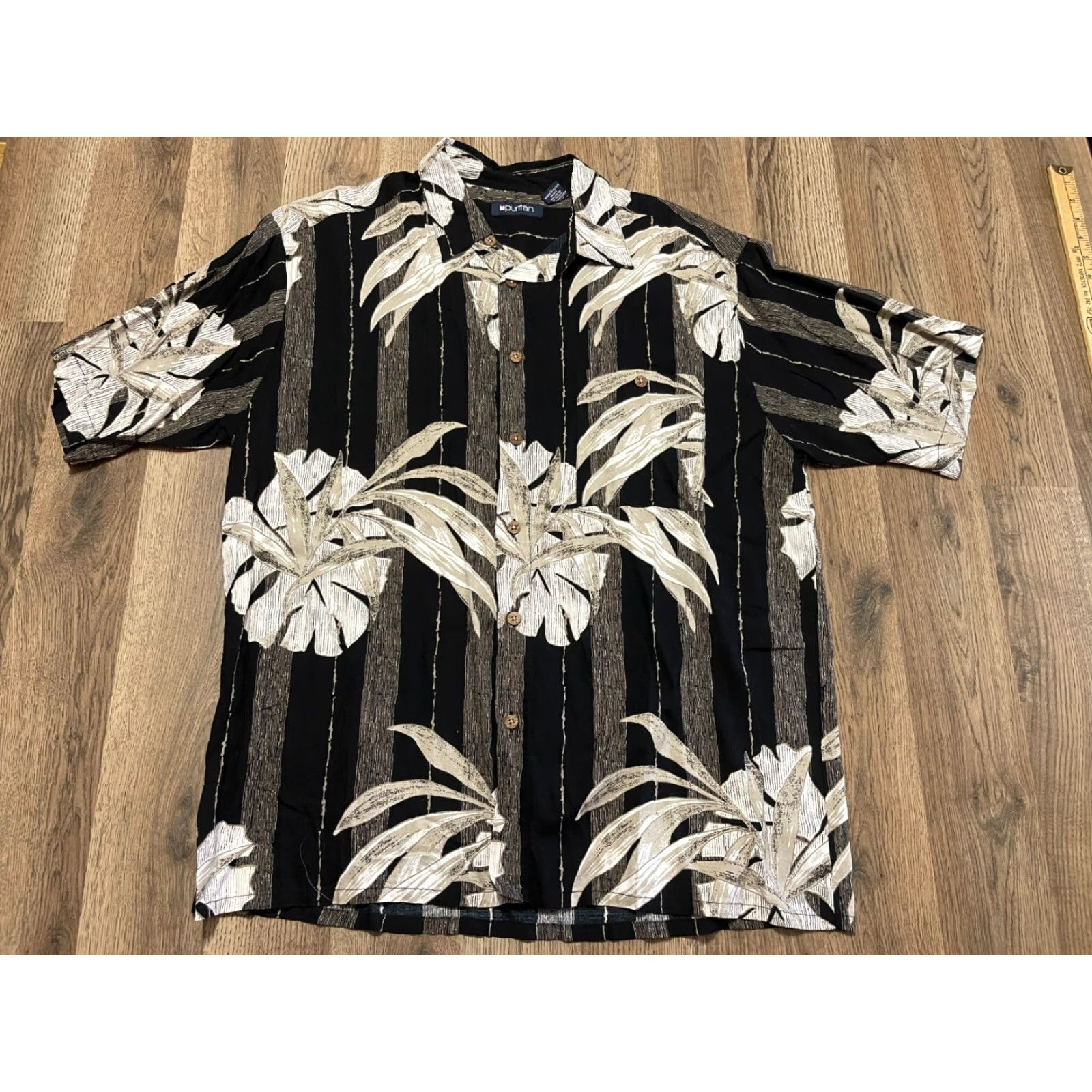Vintage Puritan Shirt Men Large Black Button-Up Short Sleeve Size US L / EU 52-54 / 3 - 2 Thumbnail
