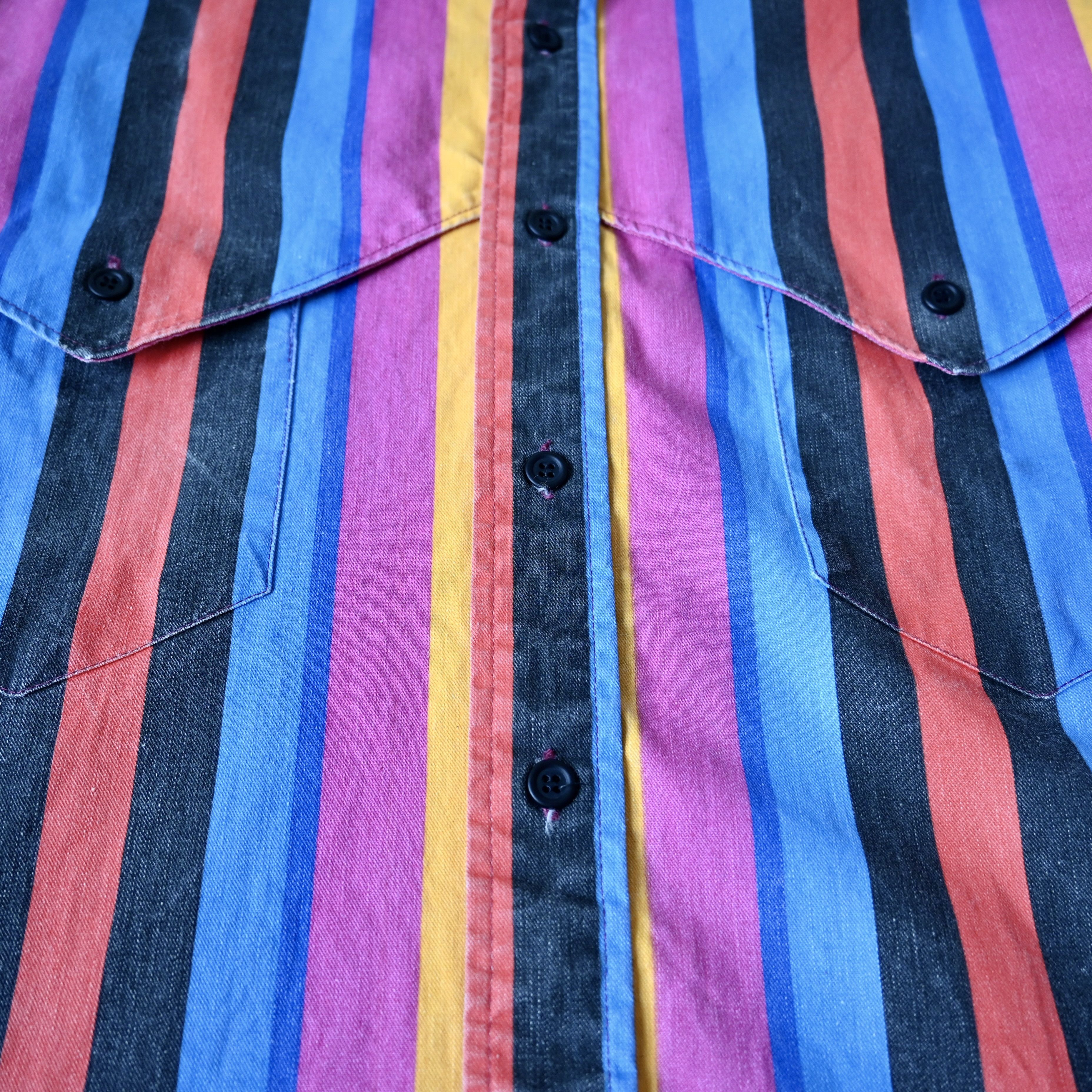 VTG 1990s Wrangler Brushpopper cape shirt multi/pink 16.5