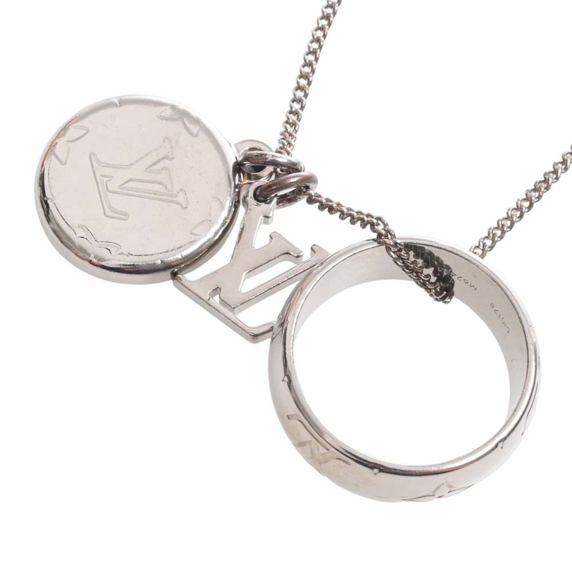 LOUIS VUITTON LOUIS VUITTON Ring Necklace Monogram collier pendant M62485  metal Silver Used M62485