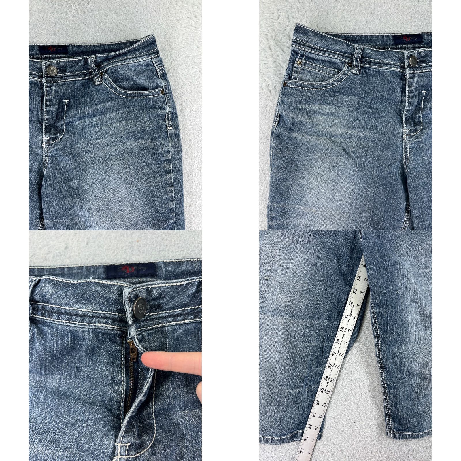 Vintage ZD Missy Jeans Capri Womens 12 Blue Denim Embroidered Stretch Cotton Blend Pockets 5-Pocket Design Mid Rise Adult Jeans Boys? Size 34" / US 12 / IT 48 - 8 Thumbnail